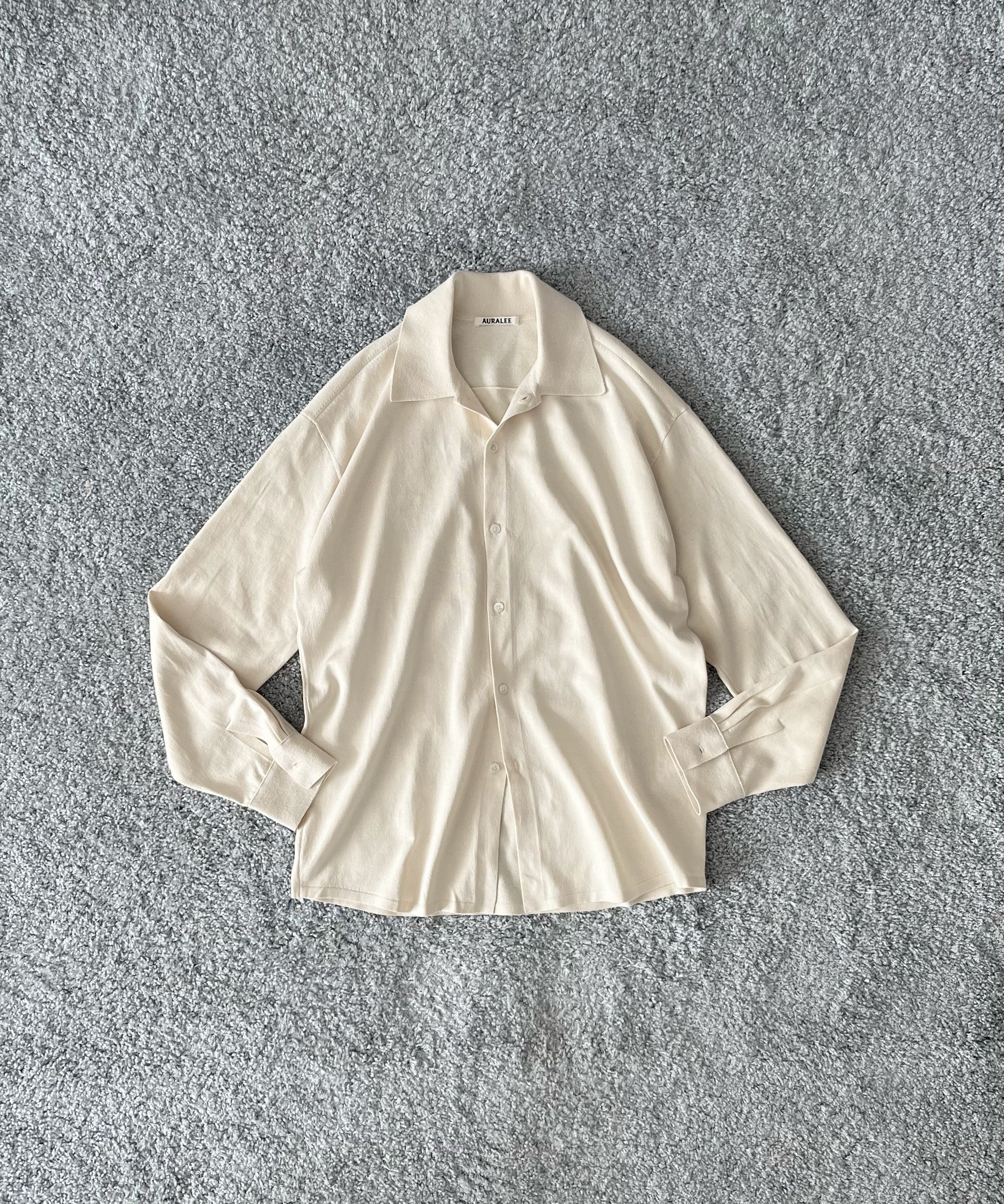 AURALEE High gauge tussah silk knit cardigan "IVORY"