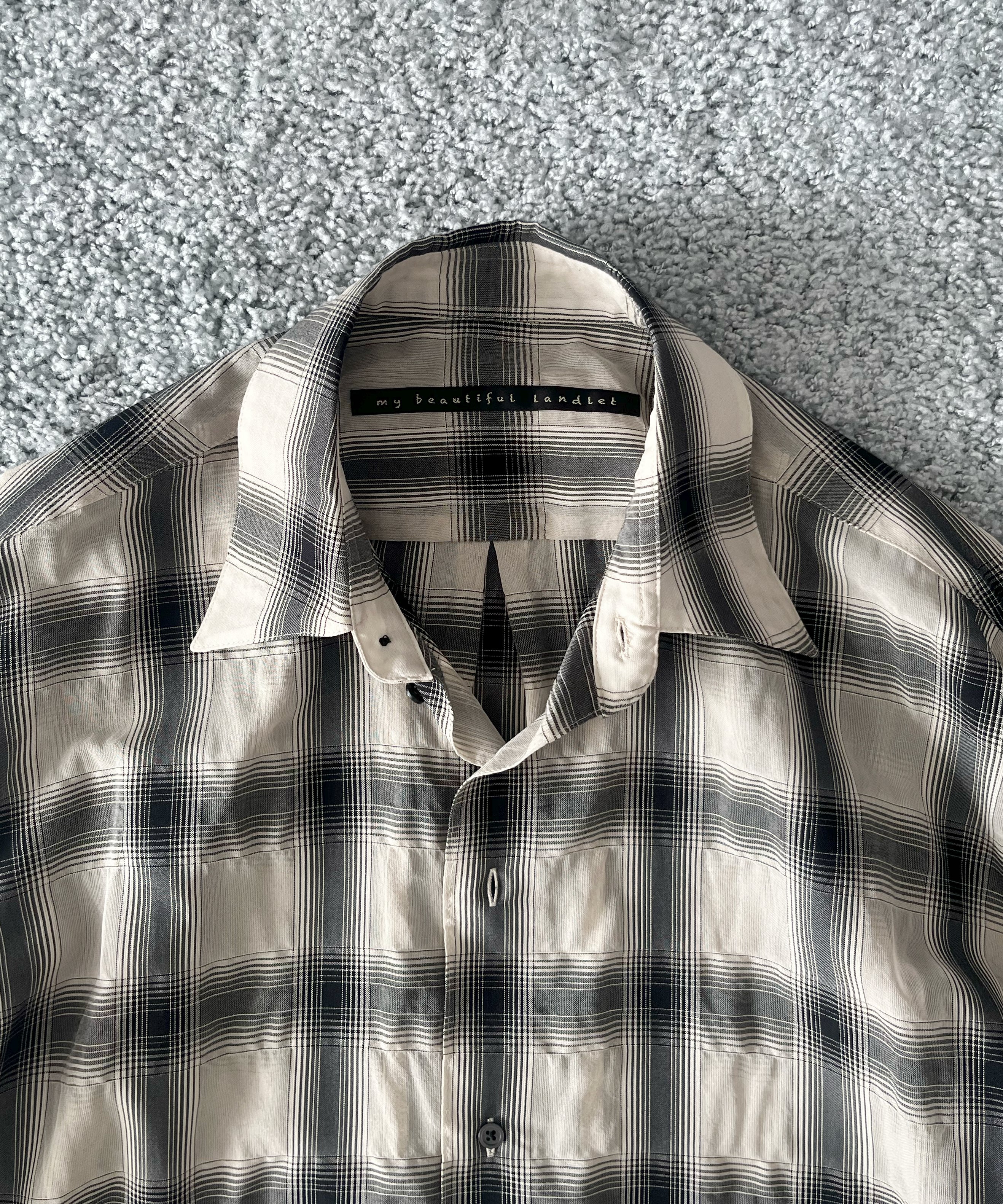 my beautiful landlet Sheer check s/s shirt "BEIGE CHECK"