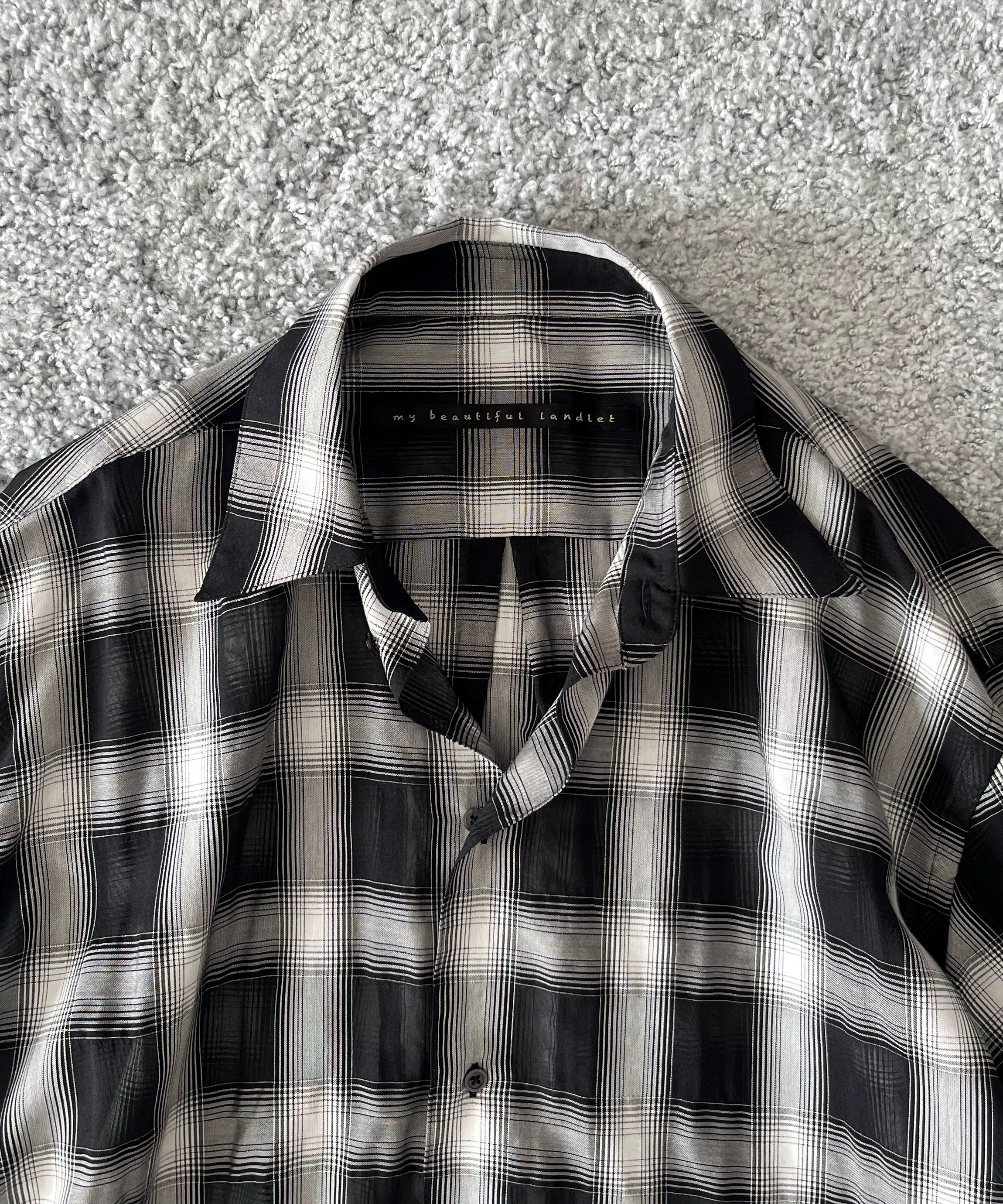 my beautiful landlet Sheer check s/s shirt "BLACK CHECK"