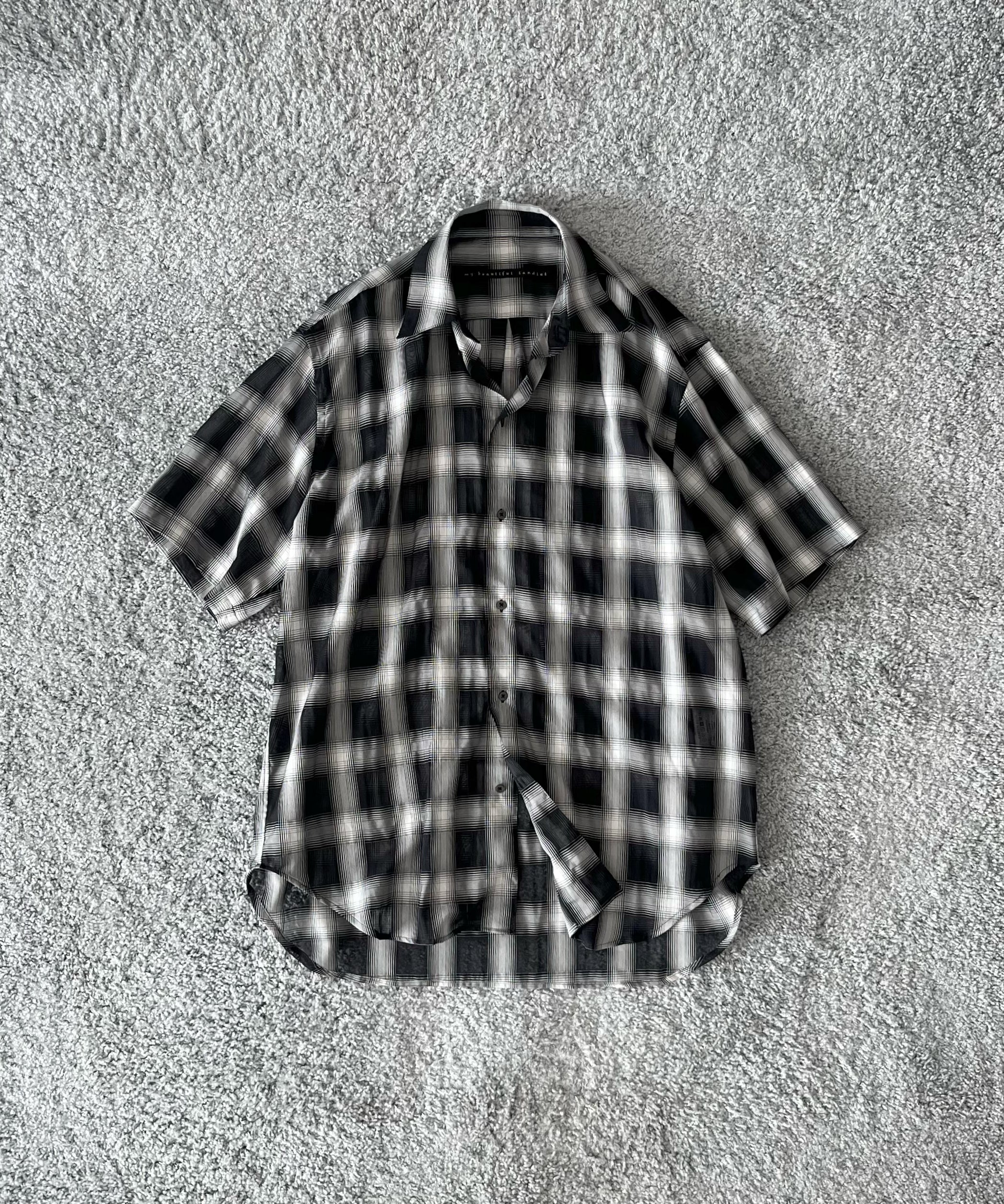 my beautiful landlet Sheer check s/s shirt "BLACK CHECK"