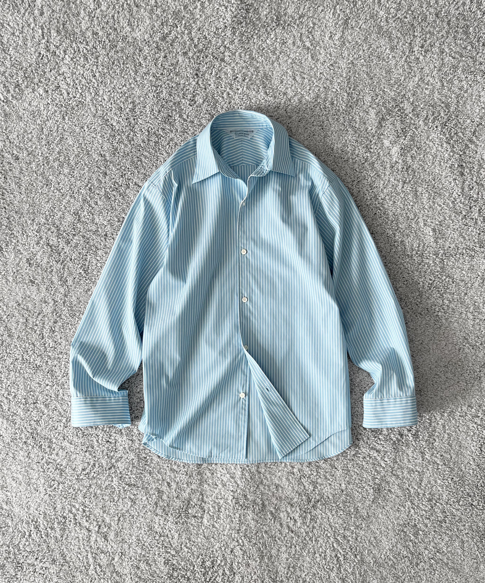 OLD FOLK HOUSE Cotton poplin striped classic shirt "BLUE"