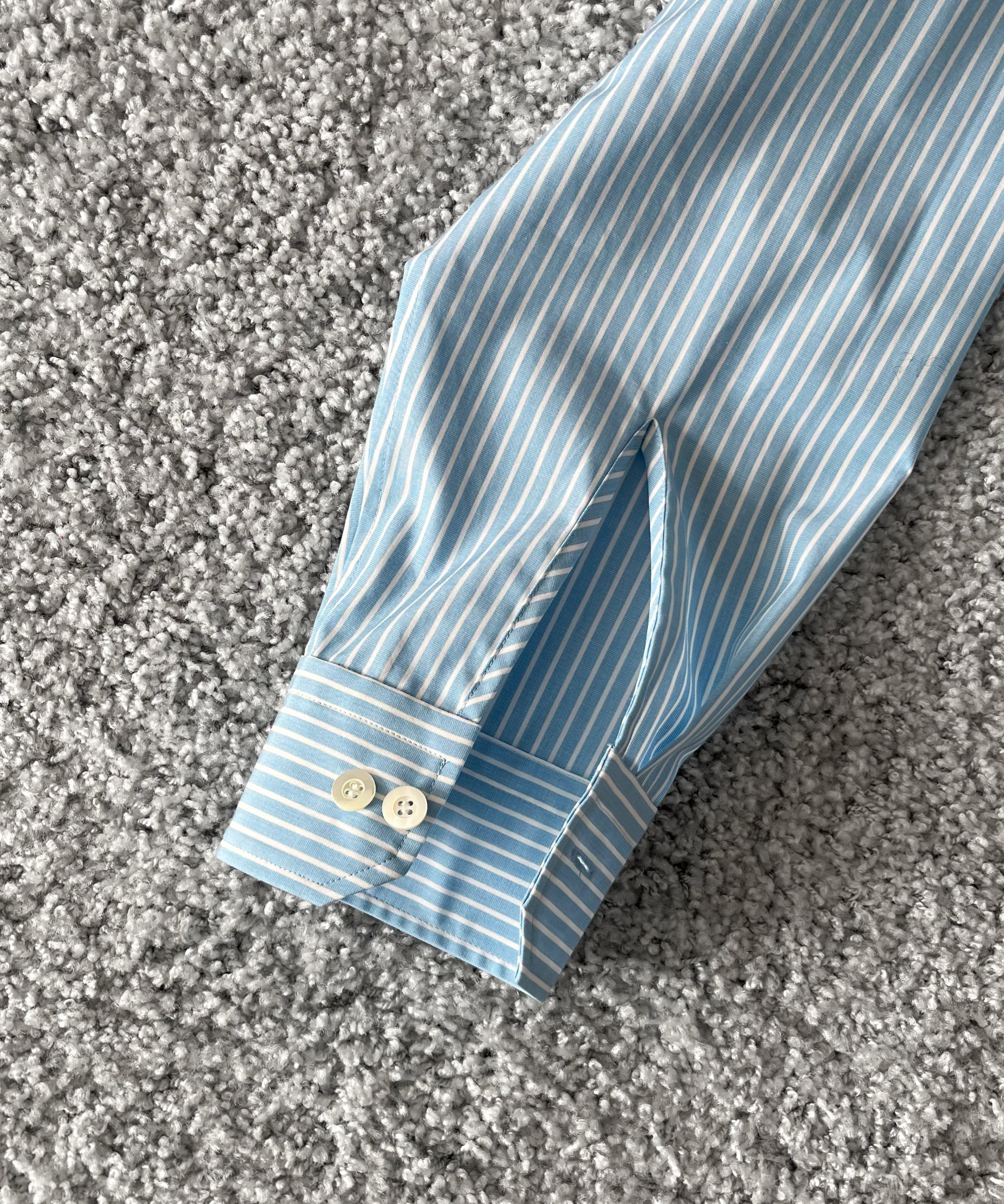 OLD FOLK HOUSE Cotton poplin striped classic shirt "BLUE"