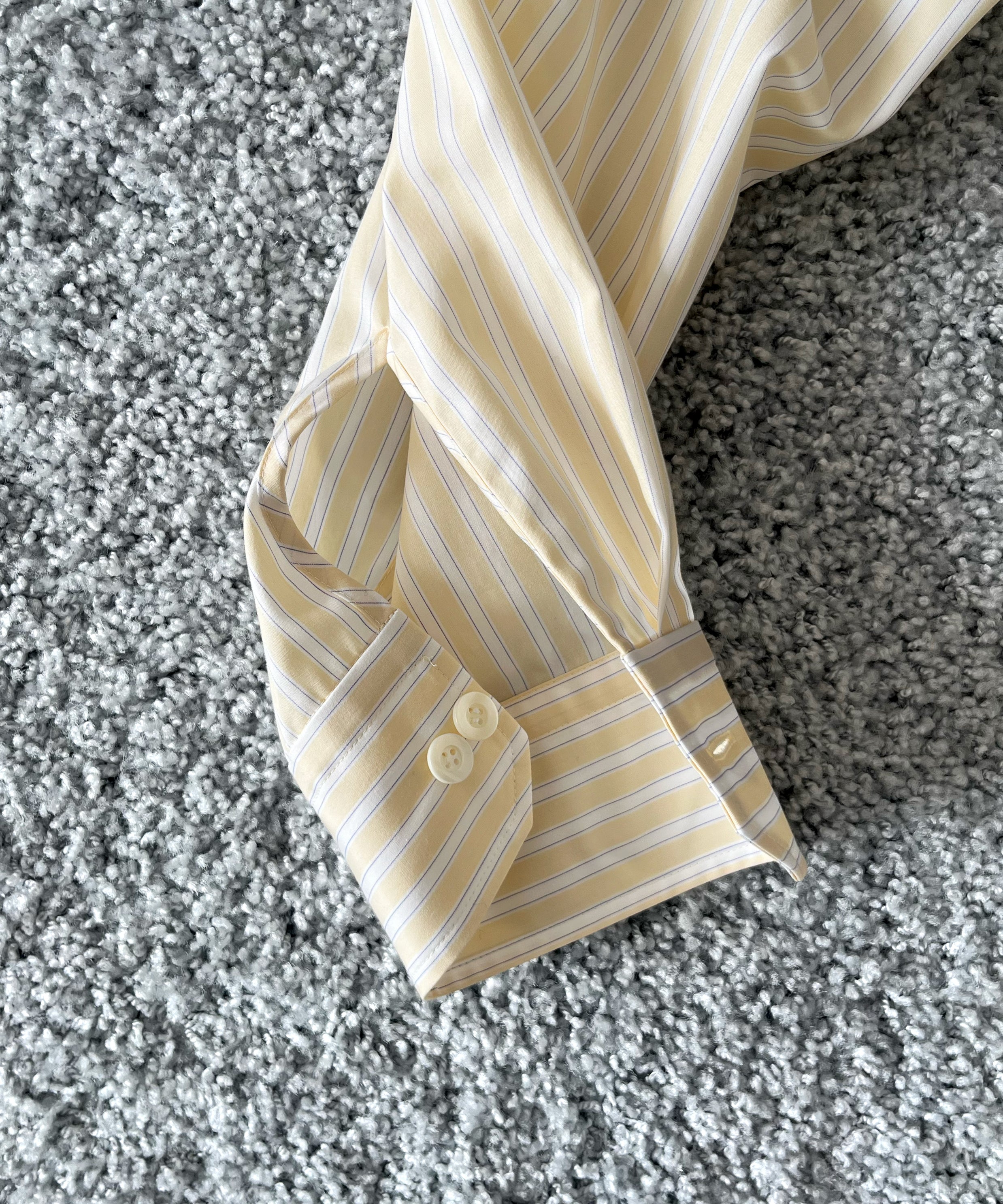 OLD FOLK HOUSE Cotton poplin striped classic shirt "YELLOW"