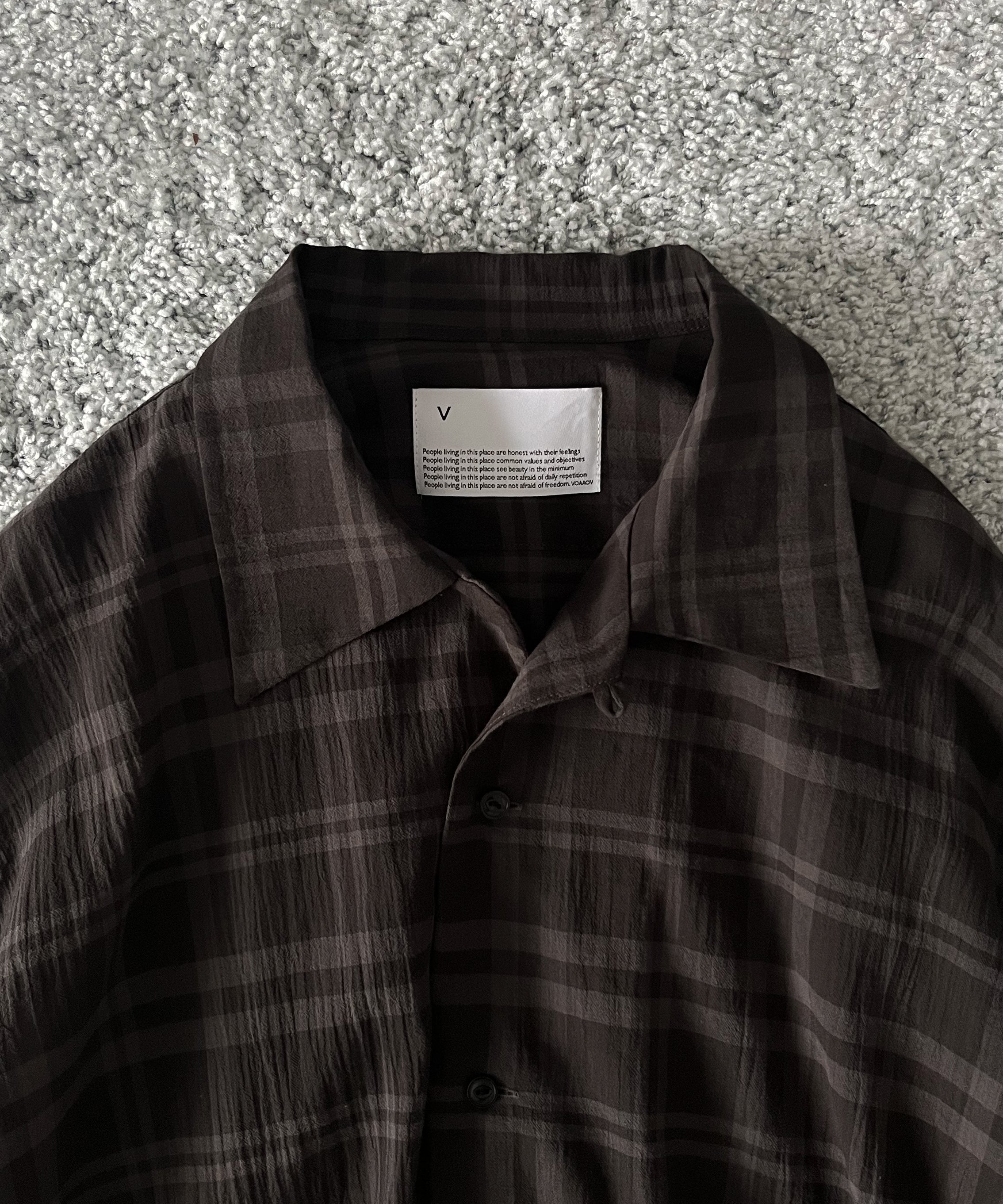 VOAAOV Shadow check l/s shirt "CHARCOAL"