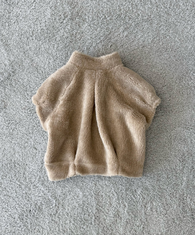 ULIKASANCTUS Puff sleeve fur jacket "BEIGE"