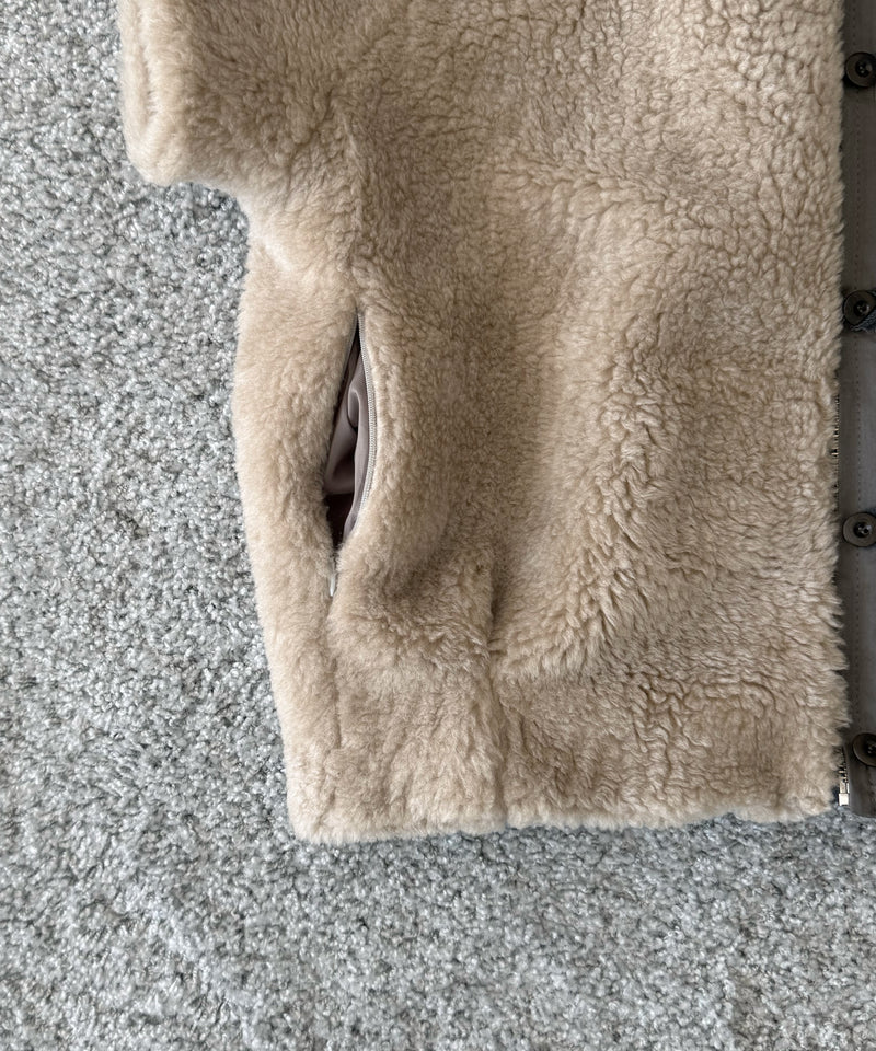 ULIKASANCTUS Puff sleeve fur jacket "BEIGE"