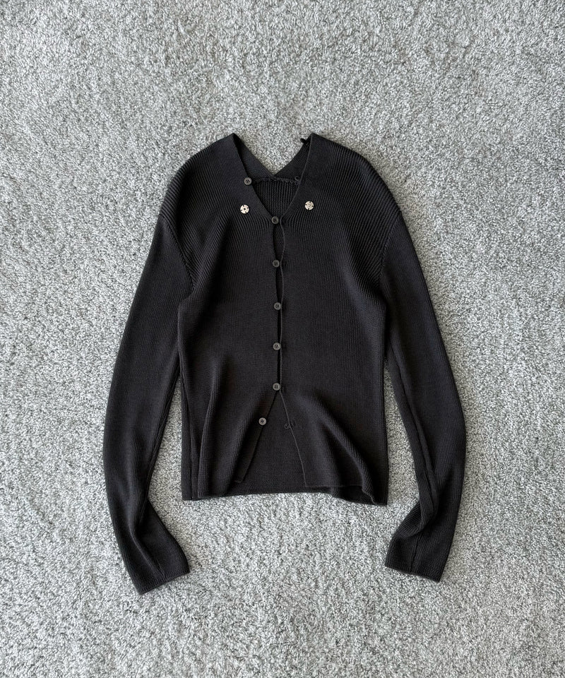 ULIKASANCTUS Nape knit cardigan "CHARCOAL"