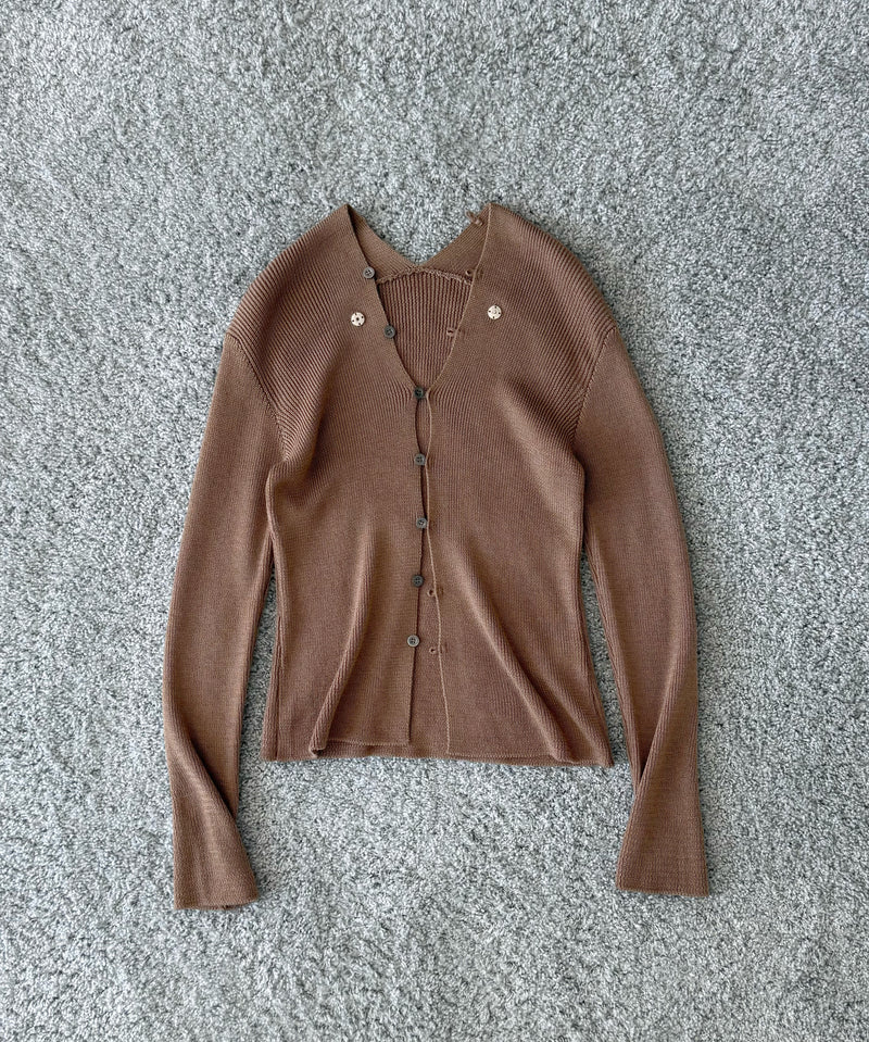 ULIKASANCTUS Nape knit cardigan "CHARCOAL"