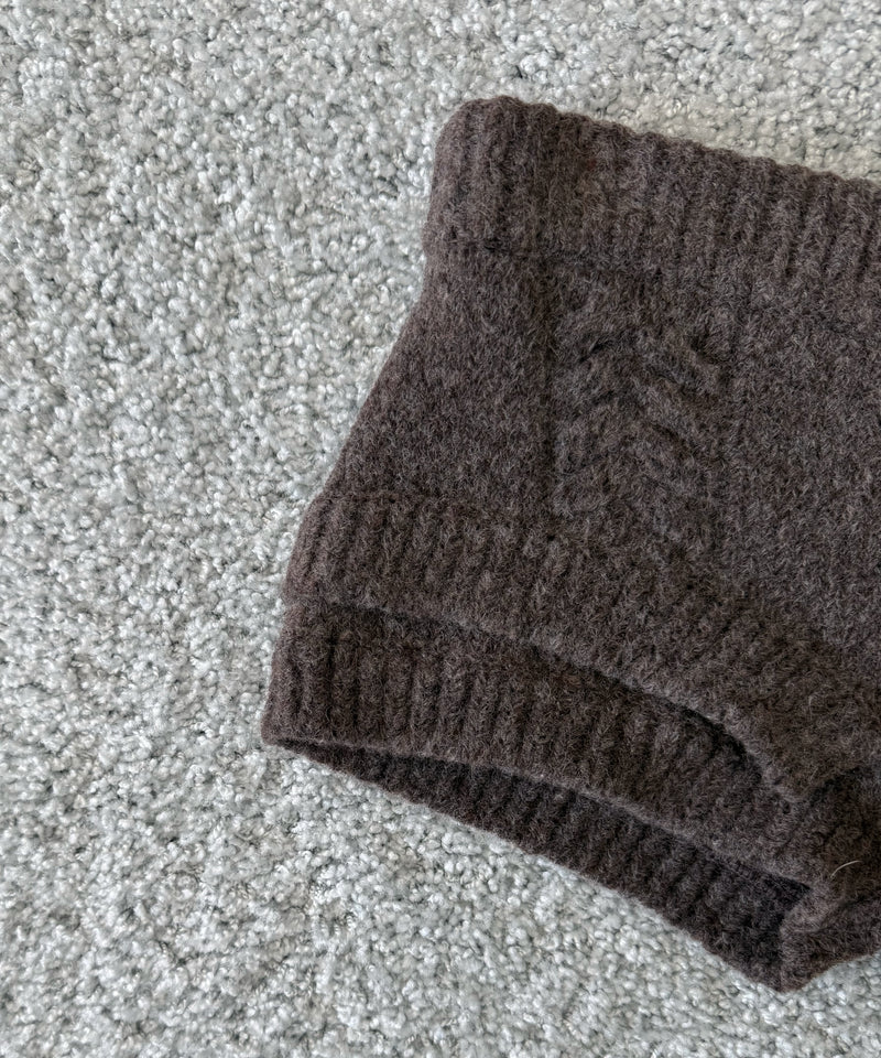 ULIKASANCTUS Rope knit shorts "MELANGE BROWN"