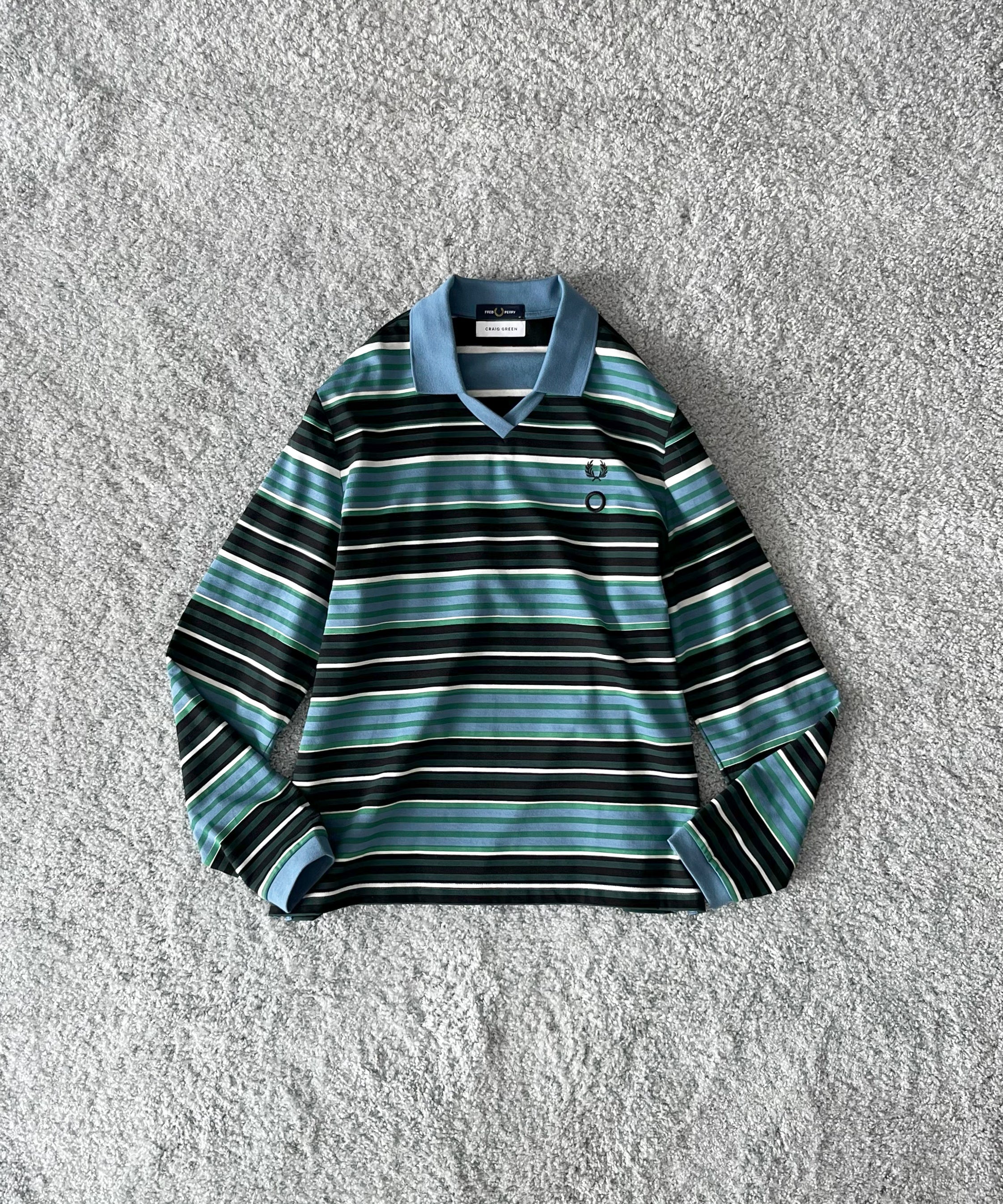 FRED PERRY Cg-overprint long sleeve polo shirt “CRAIG LIGHT B”