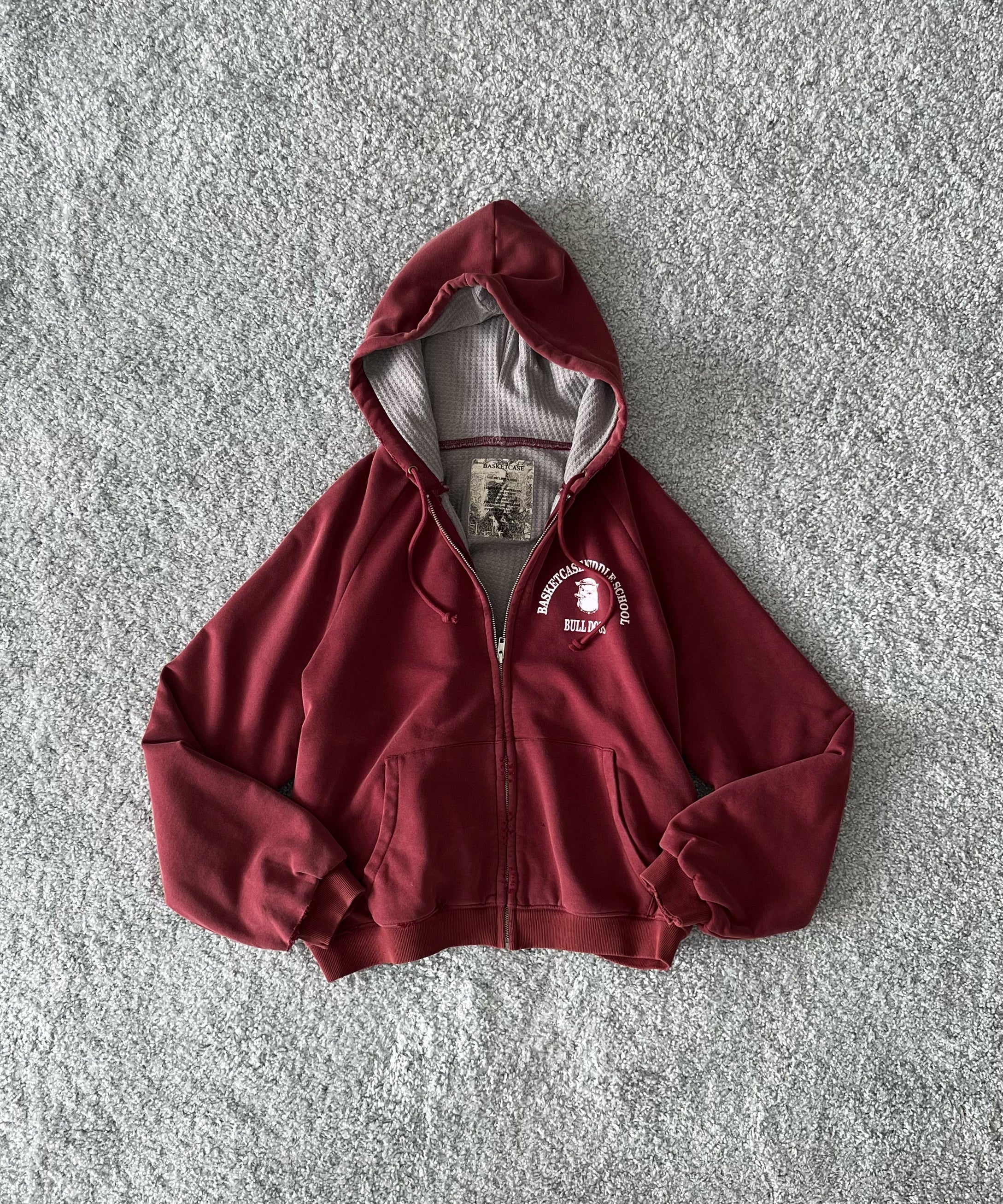 Basketcase Bulldog, thermal lined zip "RED"