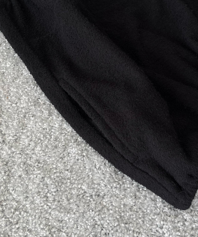 NOWHAW Towel cloth half zip vest "BLACK"