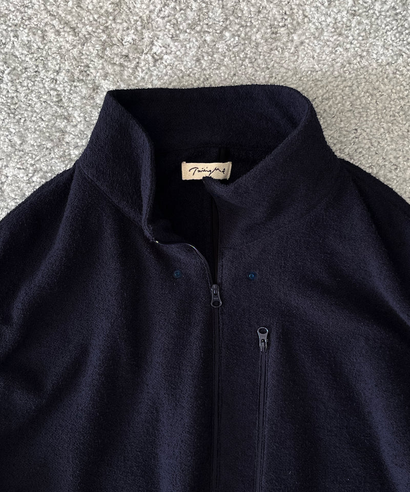 NOWHAW Towel cloth half zip vest "NAVY"