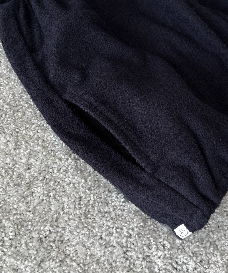 NOWHAW Towel cloth half zip vest "NAVY"