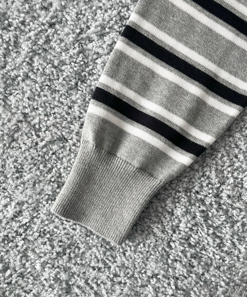 KAIKO Border v neck sweater "FIGURE2"
