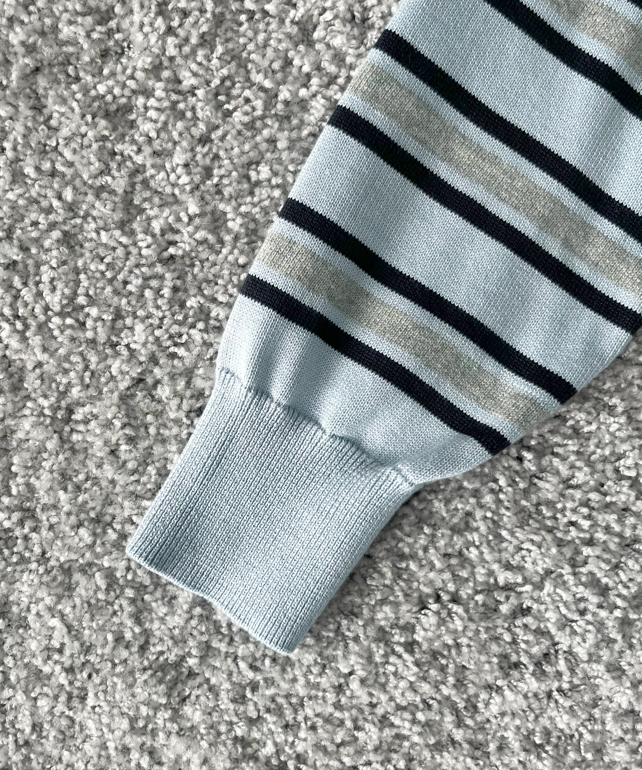 KAIKO Border v neck sweater "S.BLUE"