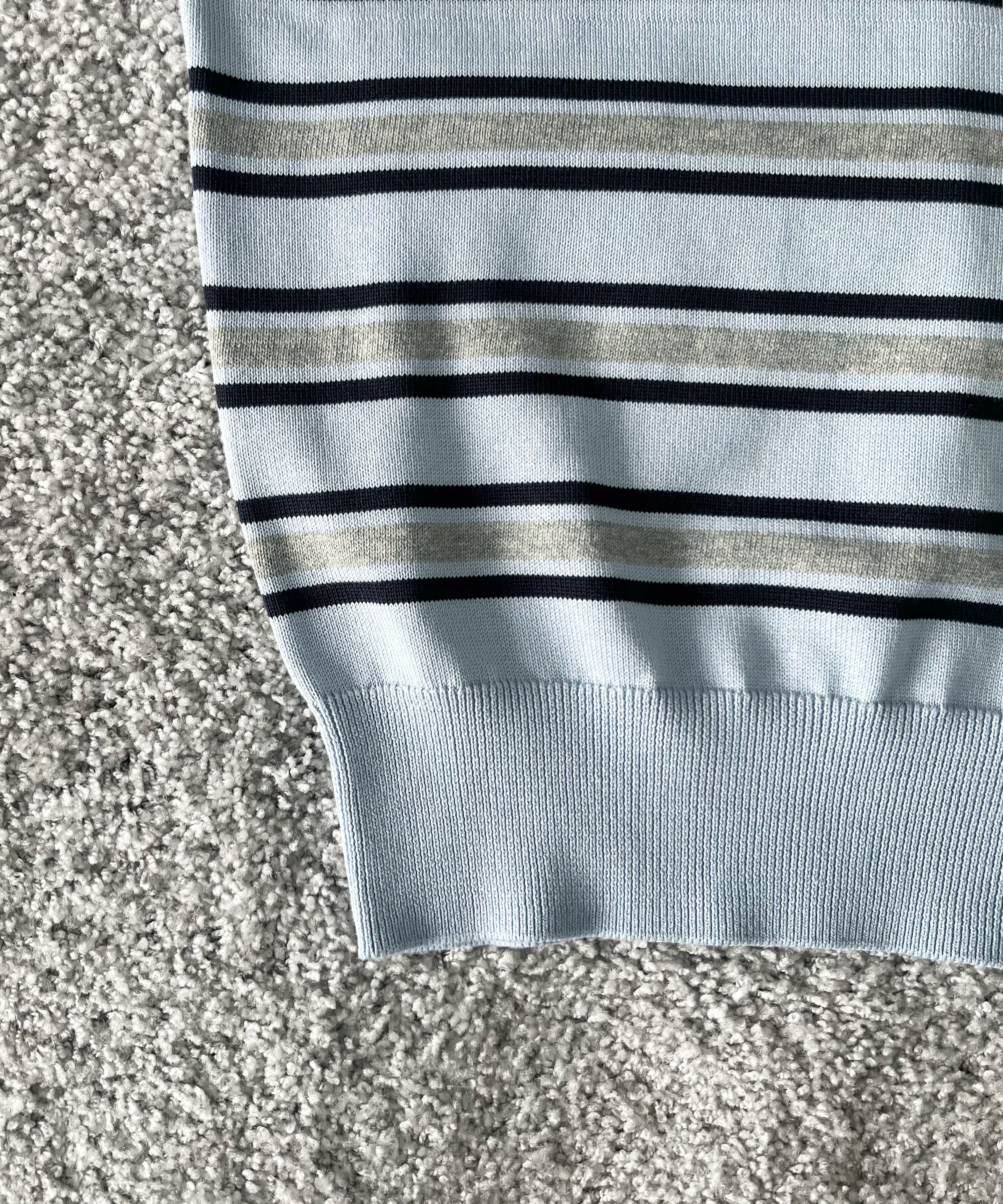 KAIKO Border v neck sweater "S.BLUE"