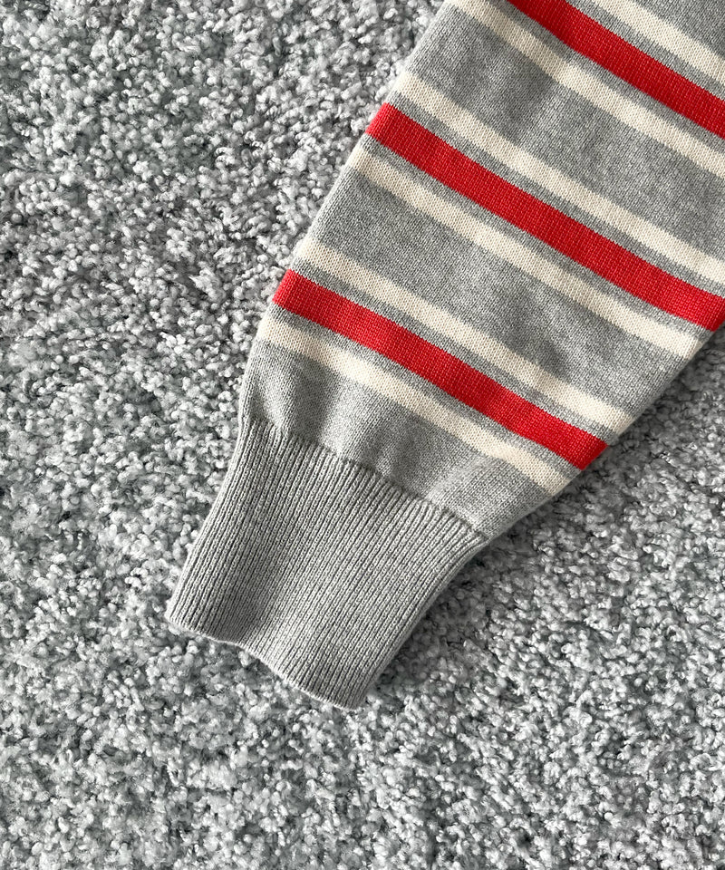 KAIKO Border v neck sweater "FIGURE1"