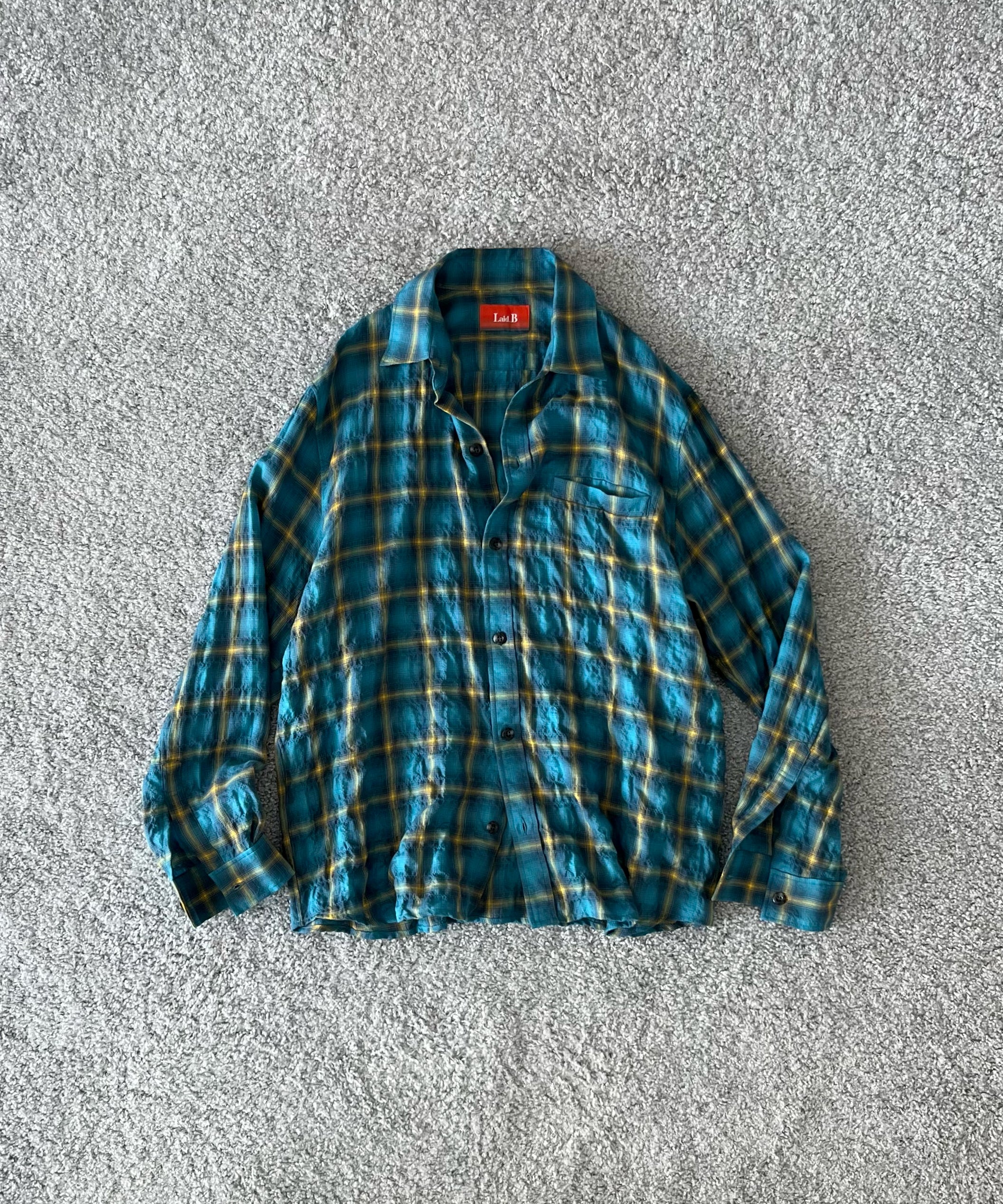 Laid.B Wet rag check shirts "BLUE"