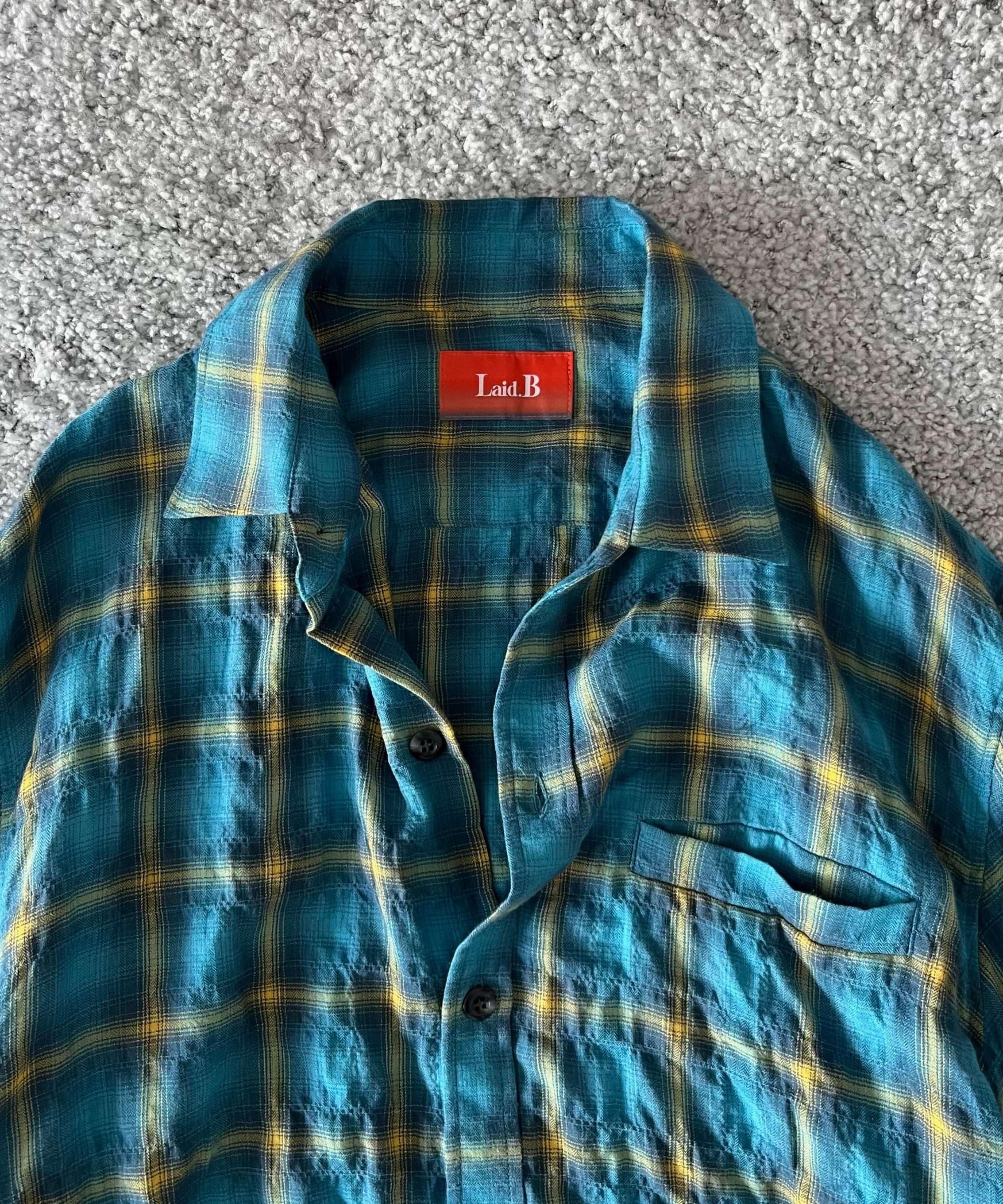 Laid.B Wet rag check shirts "BLUE"