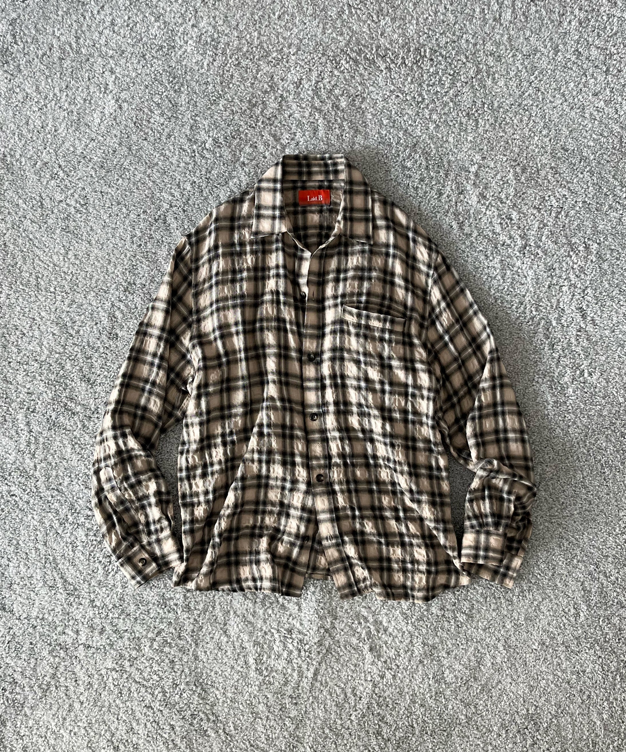 Laid.B Wet rag check shirts "BEIGE"