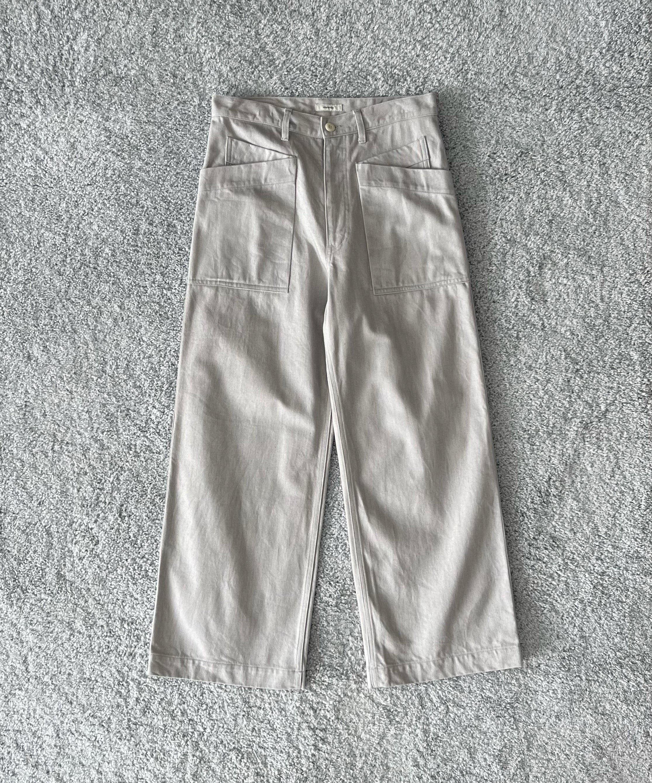 WHOWHAT 12oz denim origami pocket pants "LIGHT GRAY"
