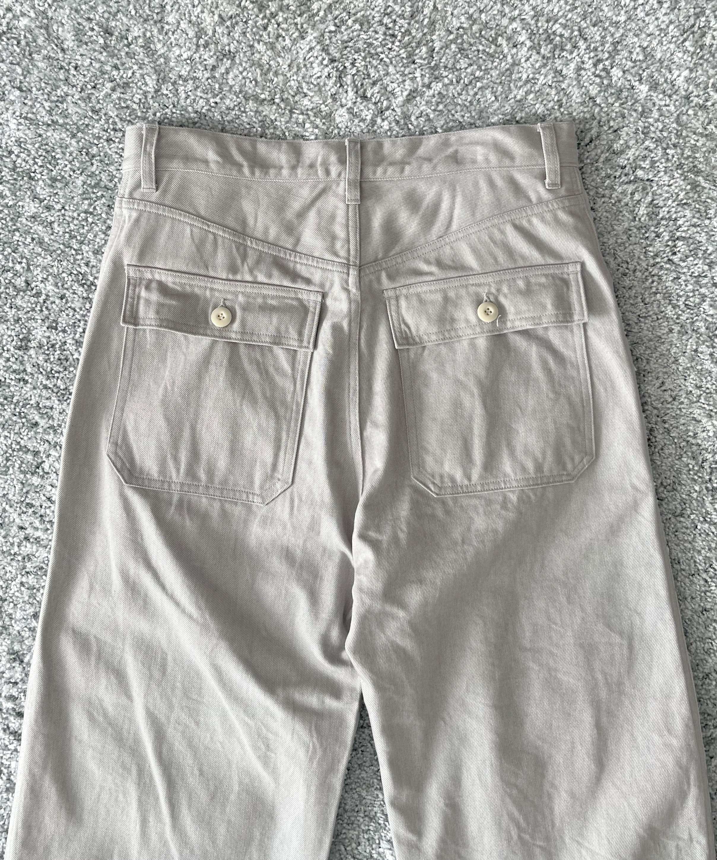 WHOWHAT 12oz denim origami pocket pants "LIGHT GRAY"