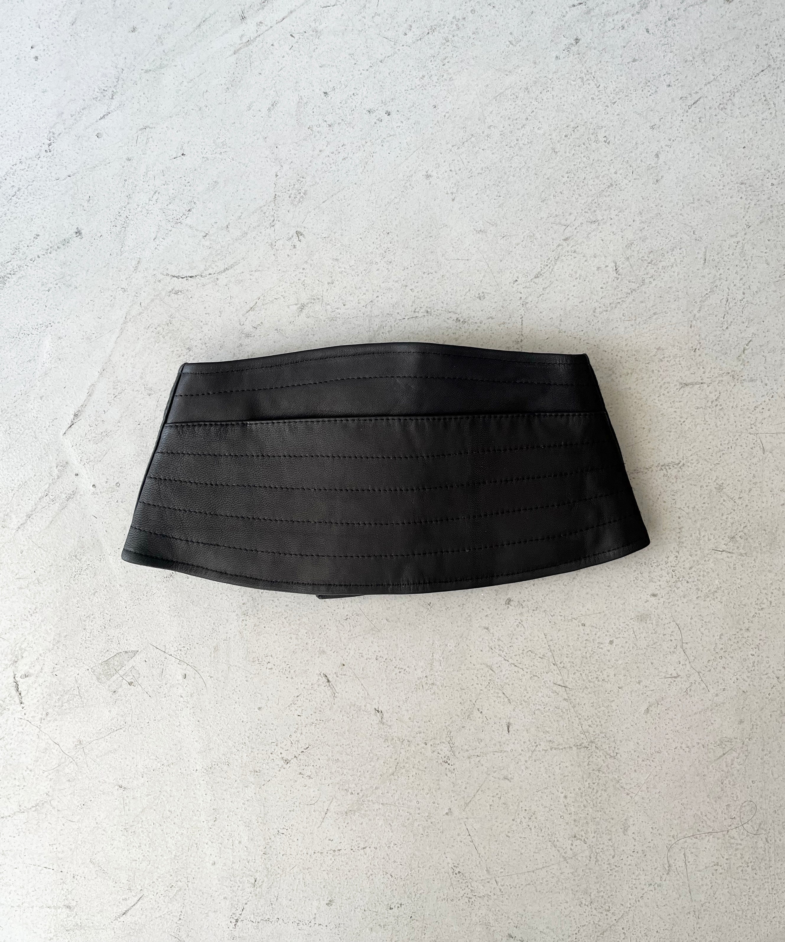 WHOWHAT Leather corset belt "BLACK×BEIGE"