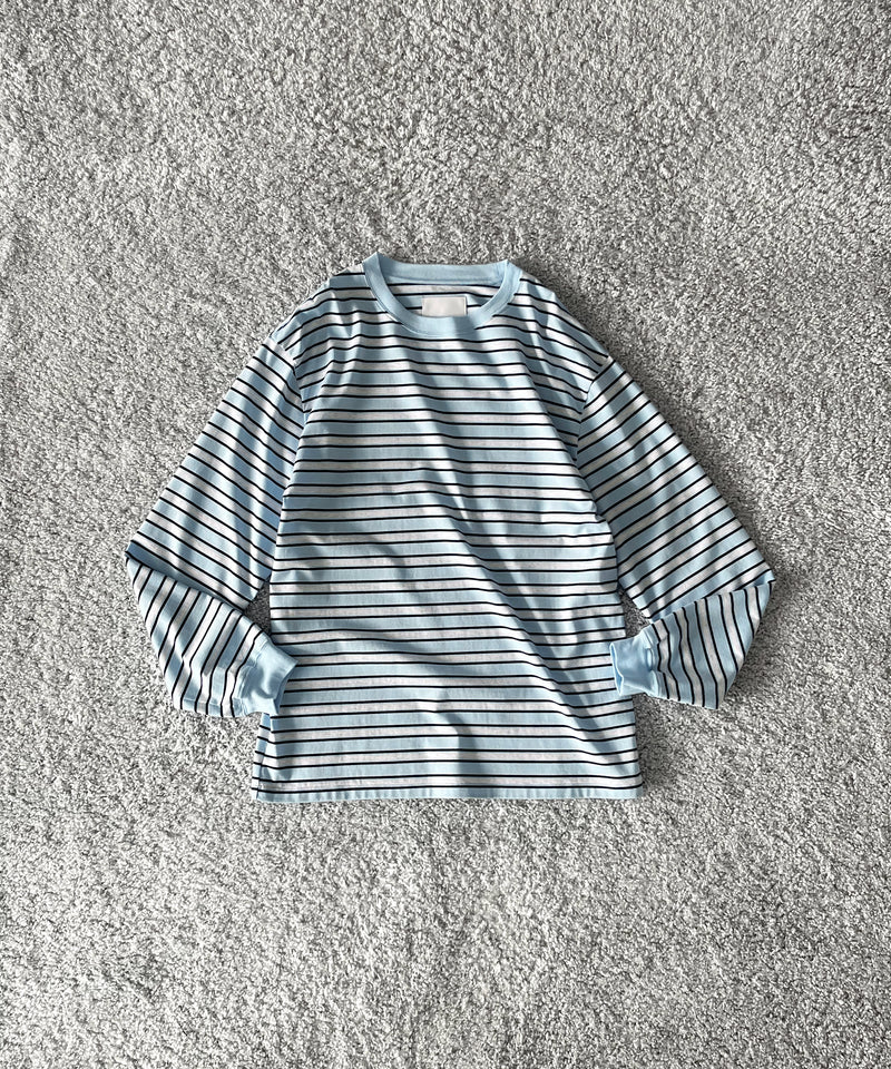 KAIKO C neck border l/s t-shirt “SAX”