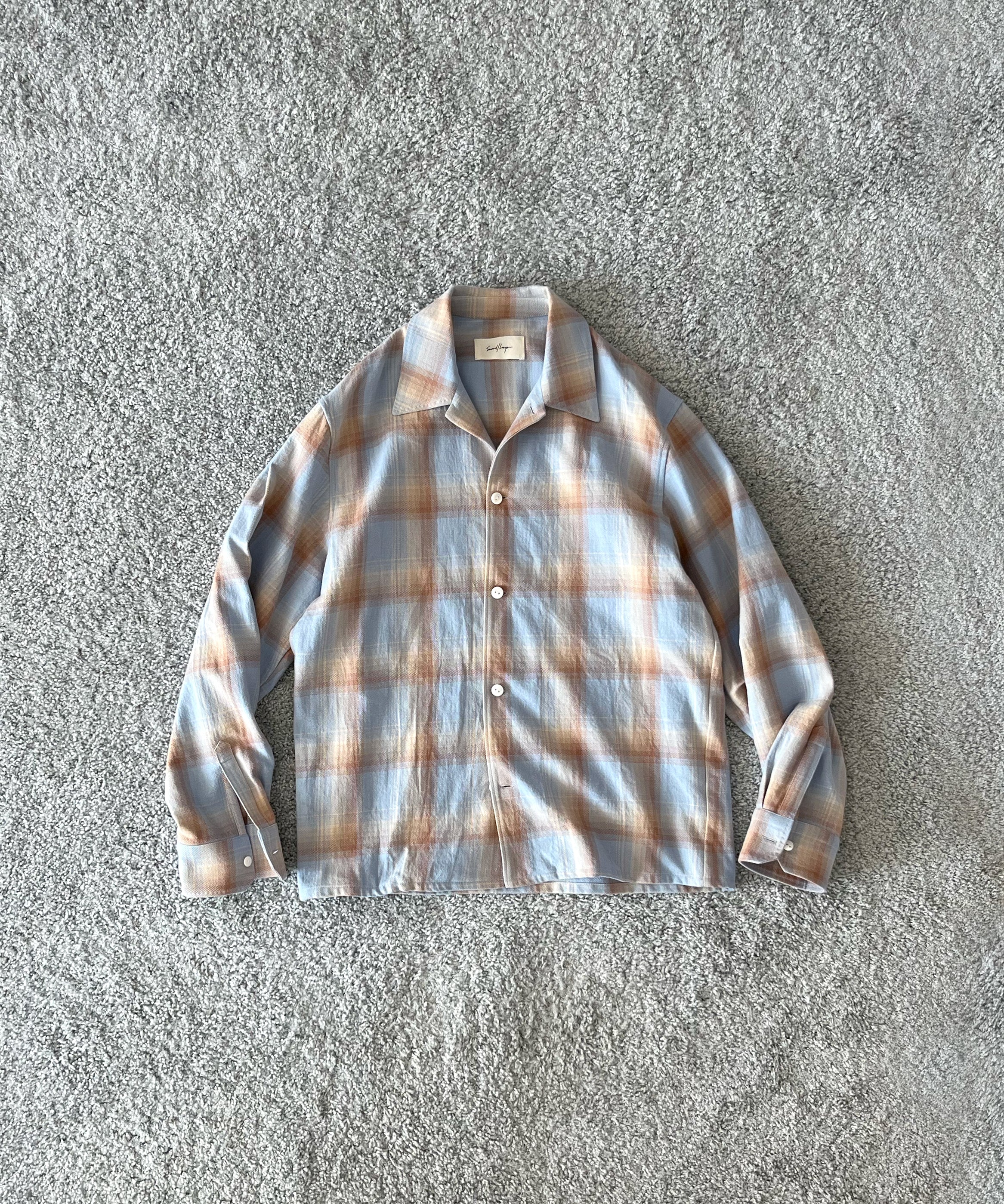 SECOND/LAYER Logan ombre ls shirt "CHECKERED BLUE"