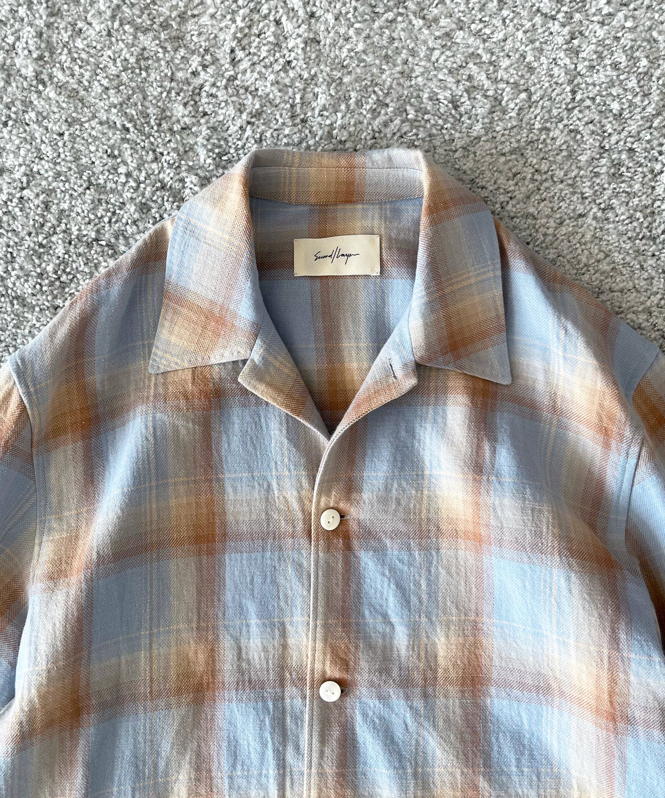 SECOND/LAYER Logan ombre ls shirt "CHECKERED BLUE"
