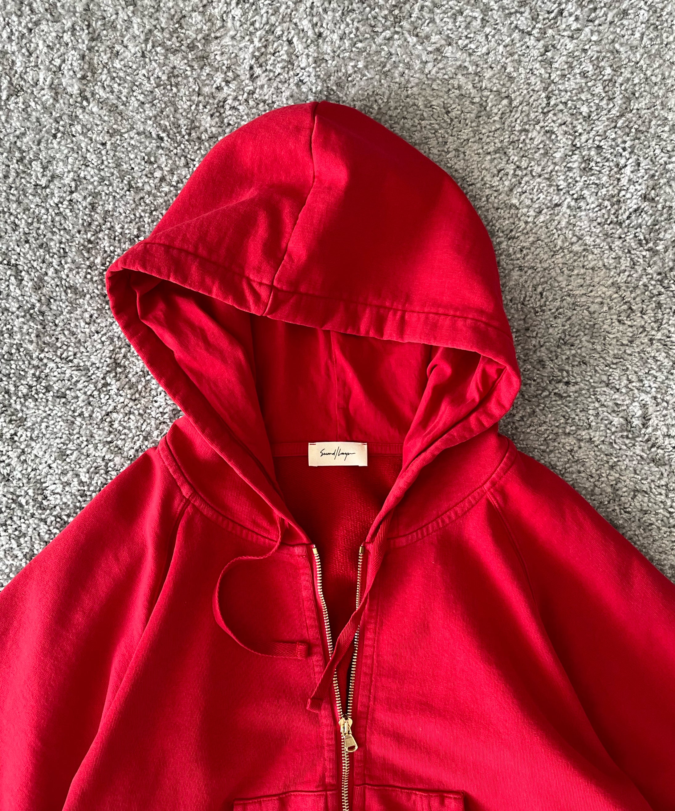 SECOND/LAYER Rola zip hoodie "WASHED RED"