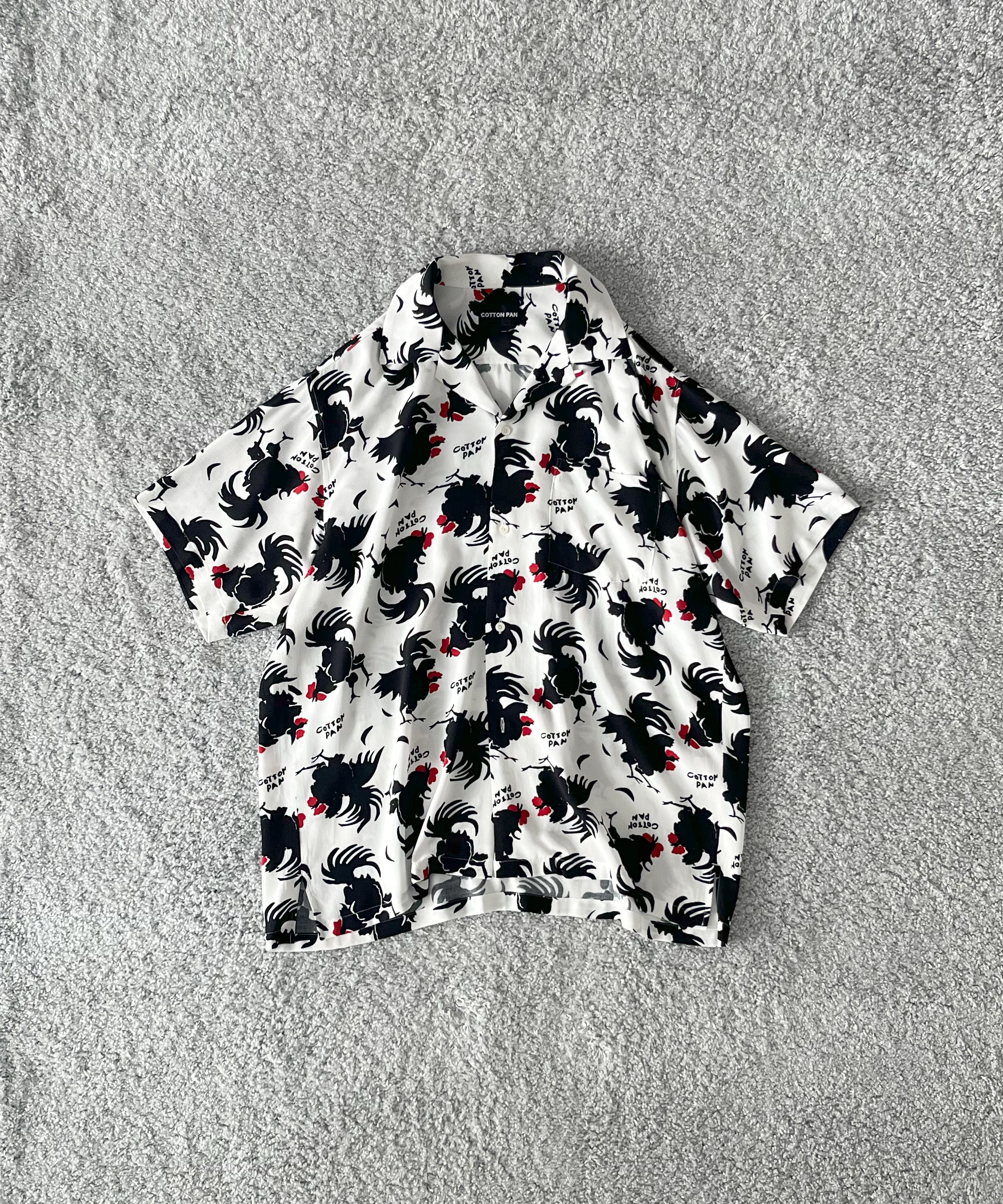 COTTON PAN Rooster s/s レーヨンシャツ "WHITE"