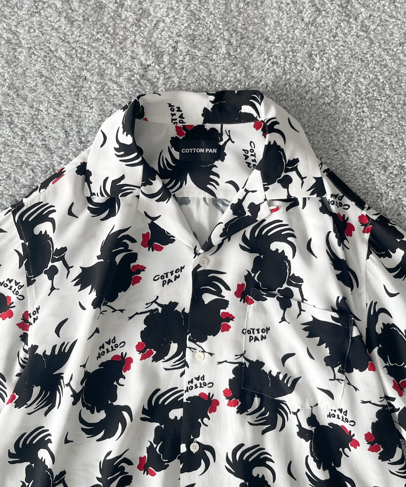 COTTON PAN Rooster s/s レーヨンシャツ "WHITE"