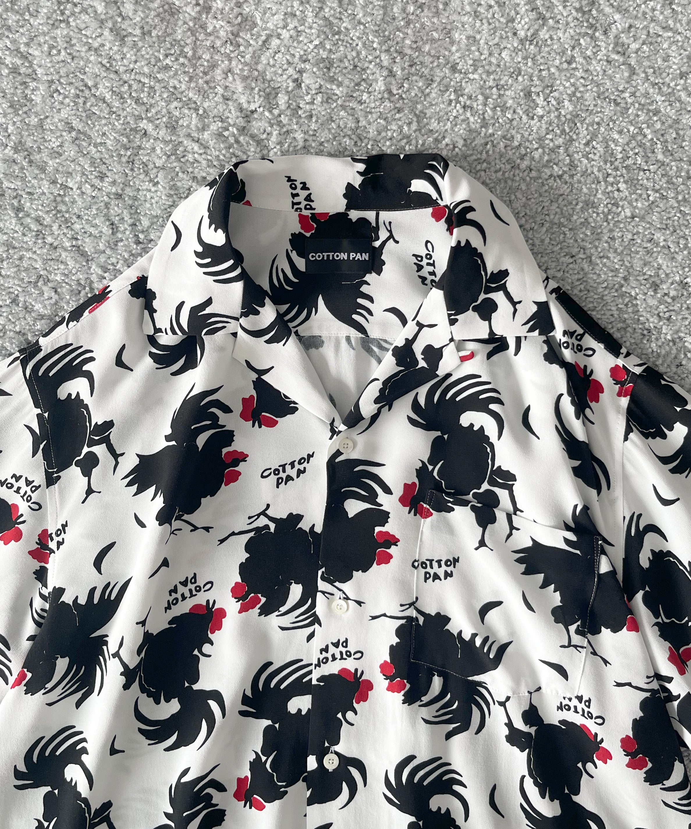 COTTON PAN Rooster s/s レーヨンシャツ "BLUE"