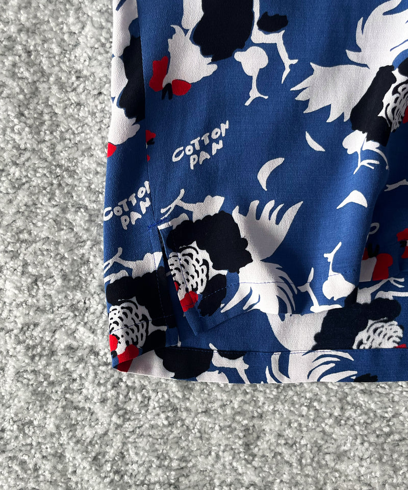 COTTON PAN Rooster s/s レーヨンシャツ "BLUE"