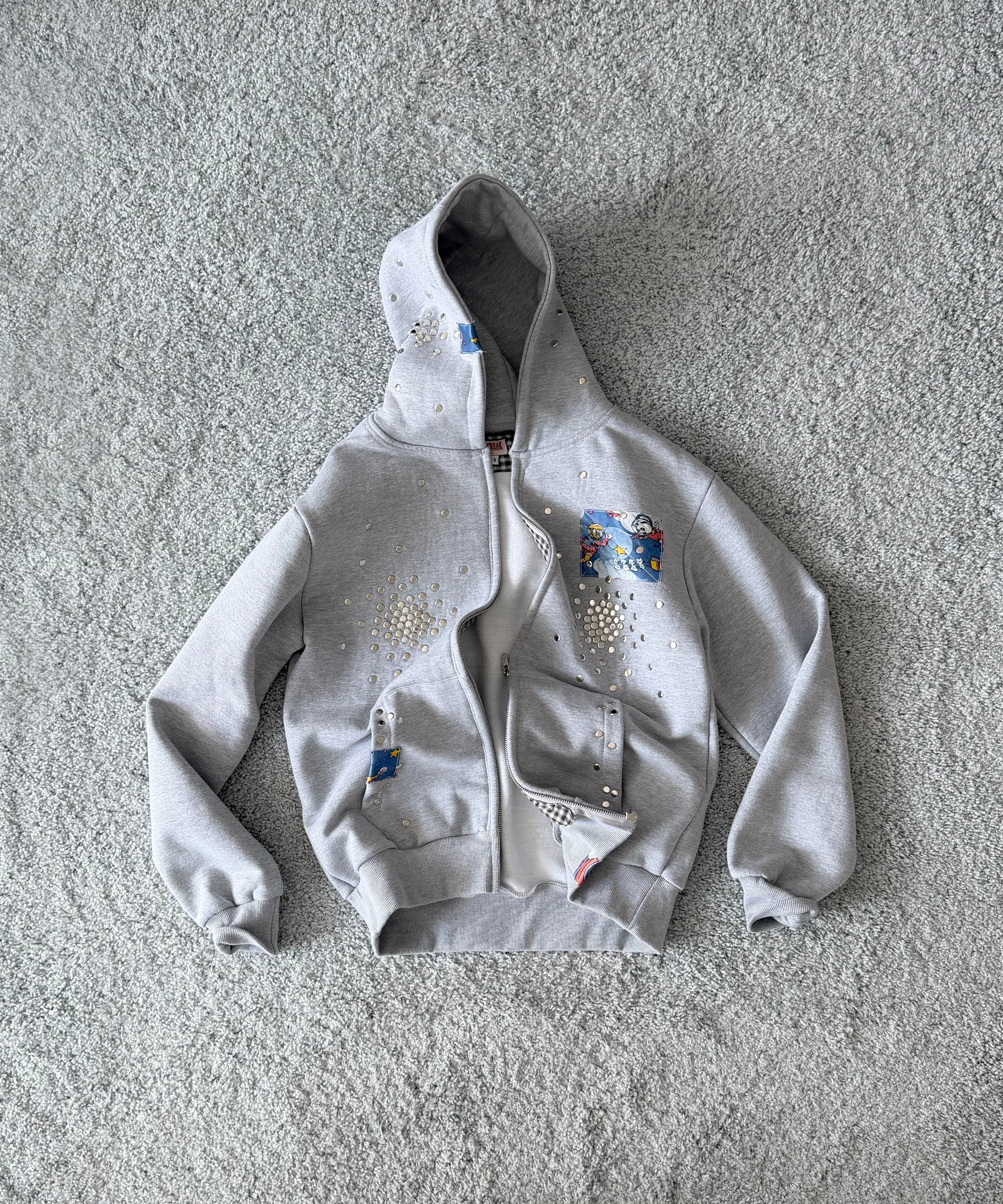 HANNAH CREAK Studded hoodie double zip "DARK BLUE"