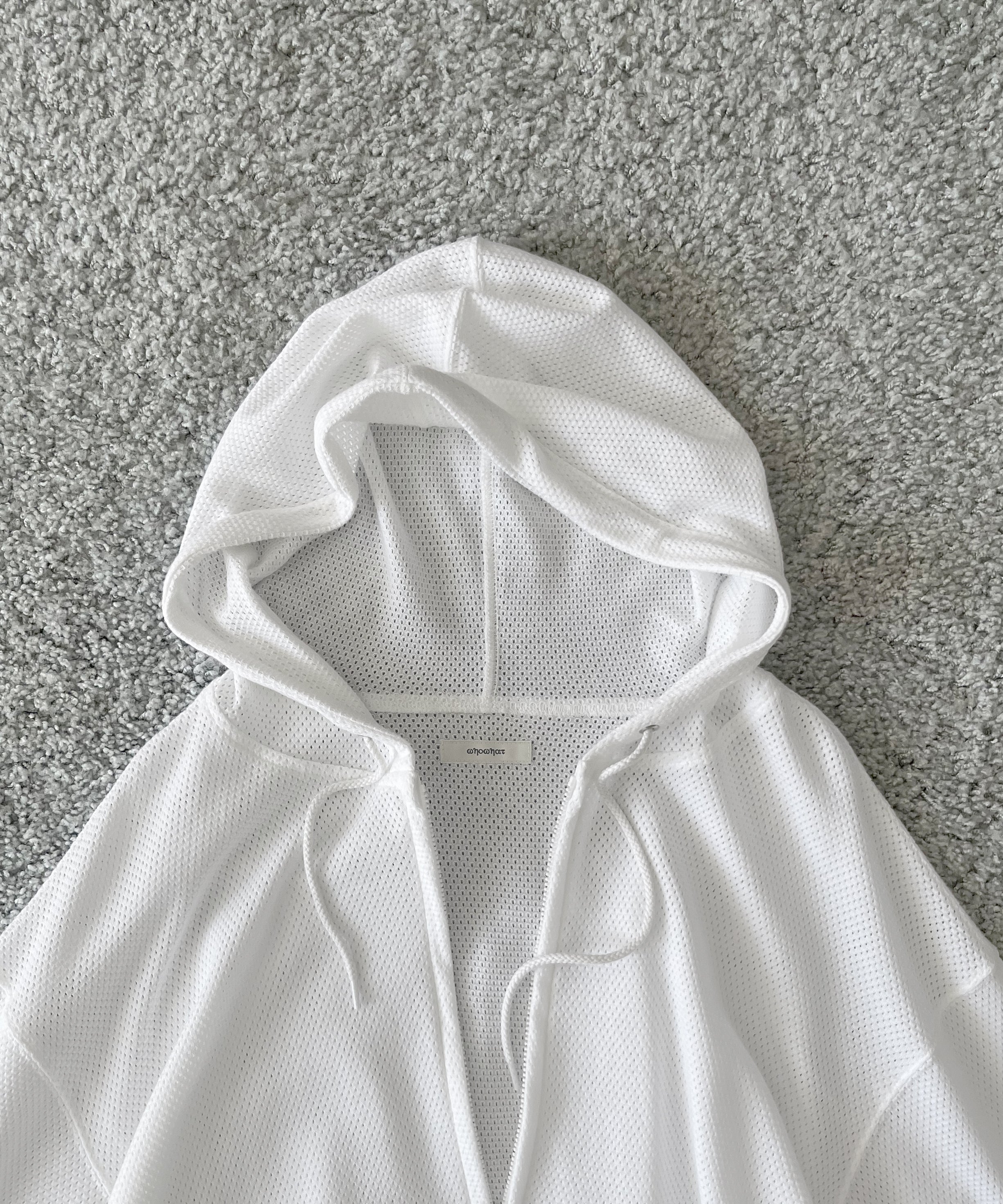 WHOWHAT Cotton mesh hoodie "WHITE"