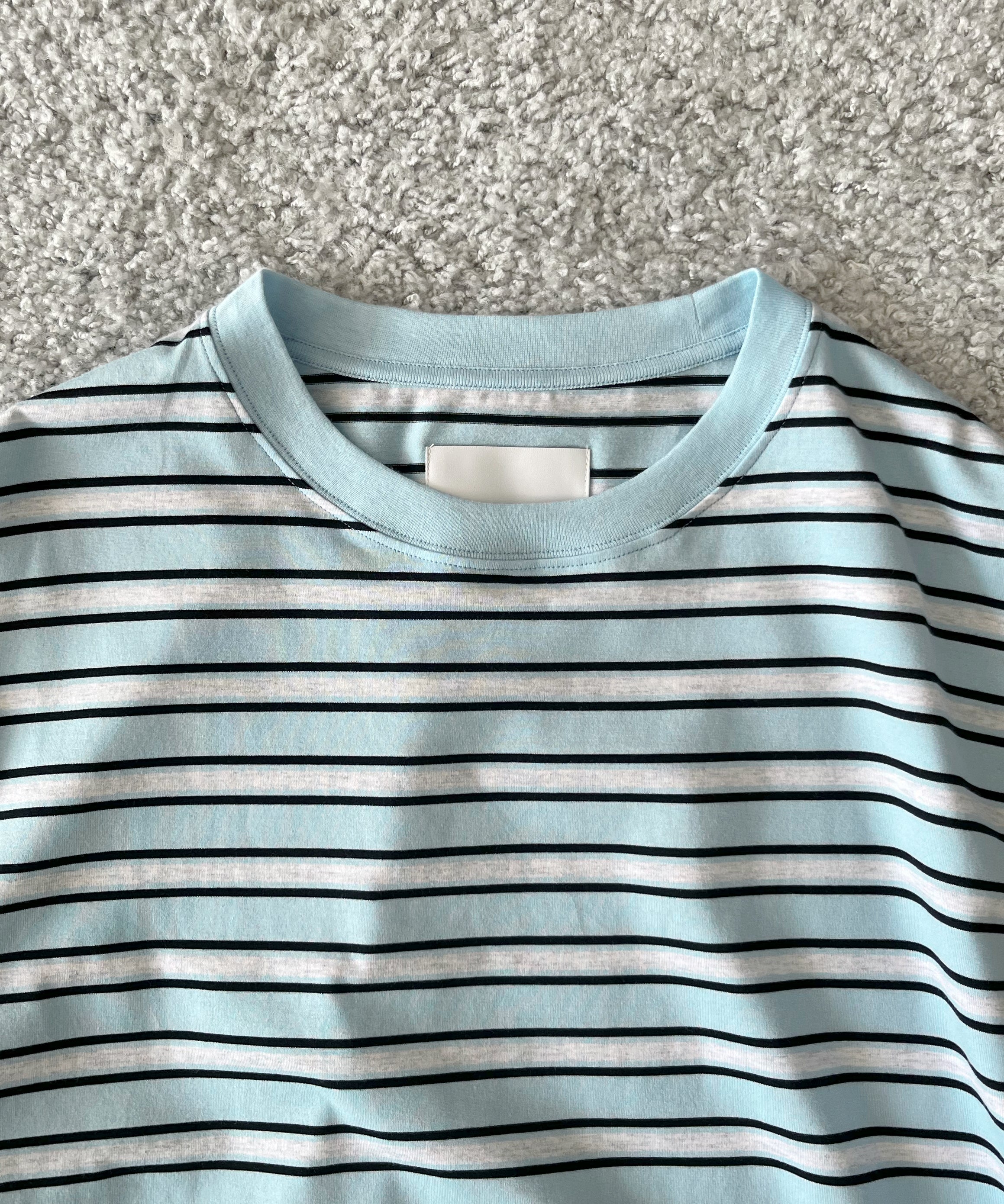KAIKO C neck border t-shirts "SAX"