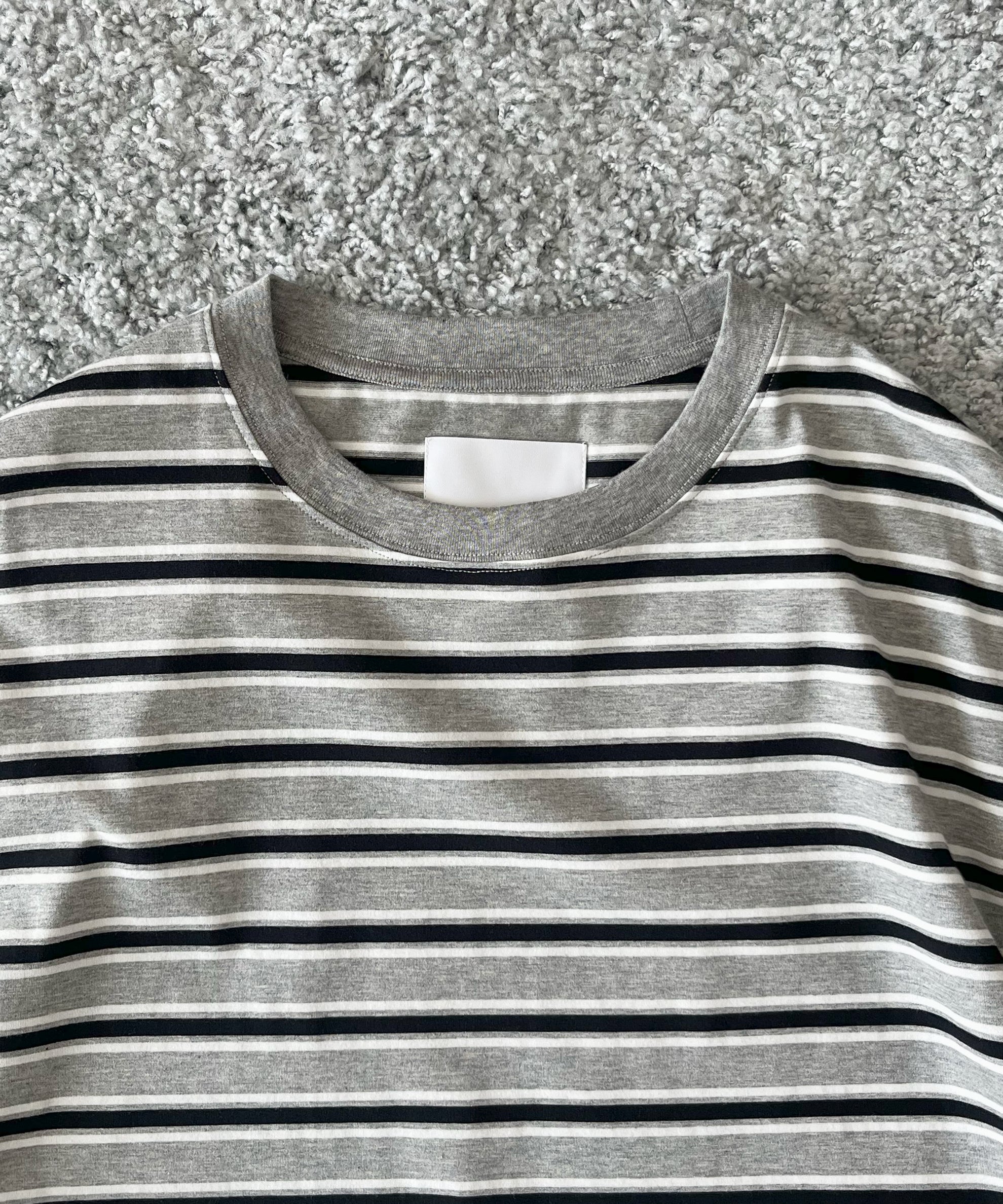 KAIKO C neck border t-shirts "TOP GRAY"