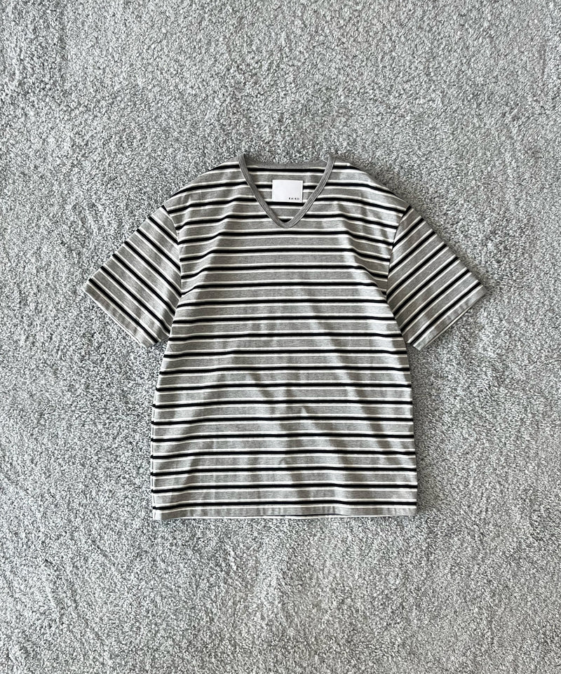 KAIKO V neck border t-shirts "RED"