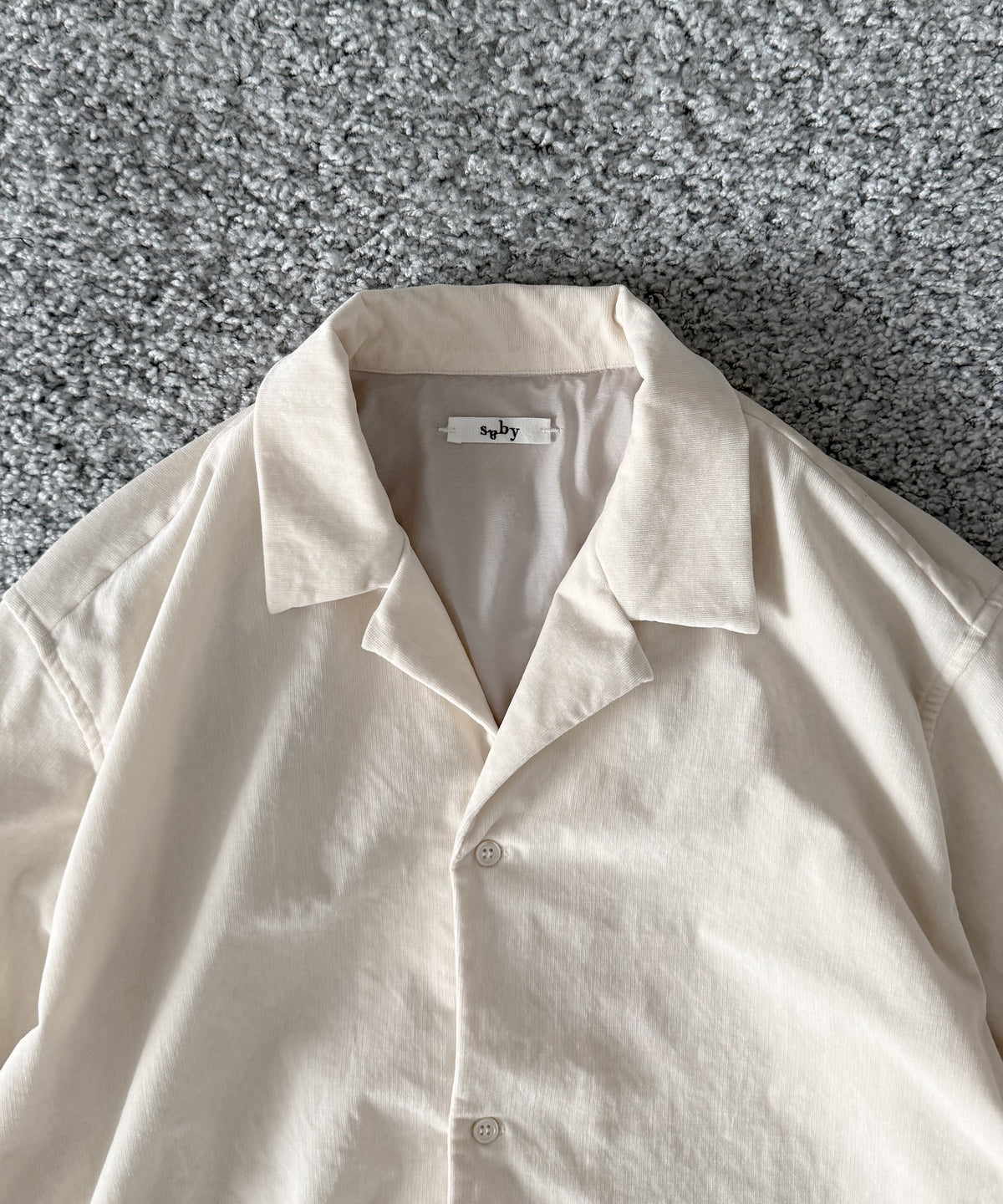 saby Lapel shirts- 21w corduroy sun fade processing - "OFF WHITE”