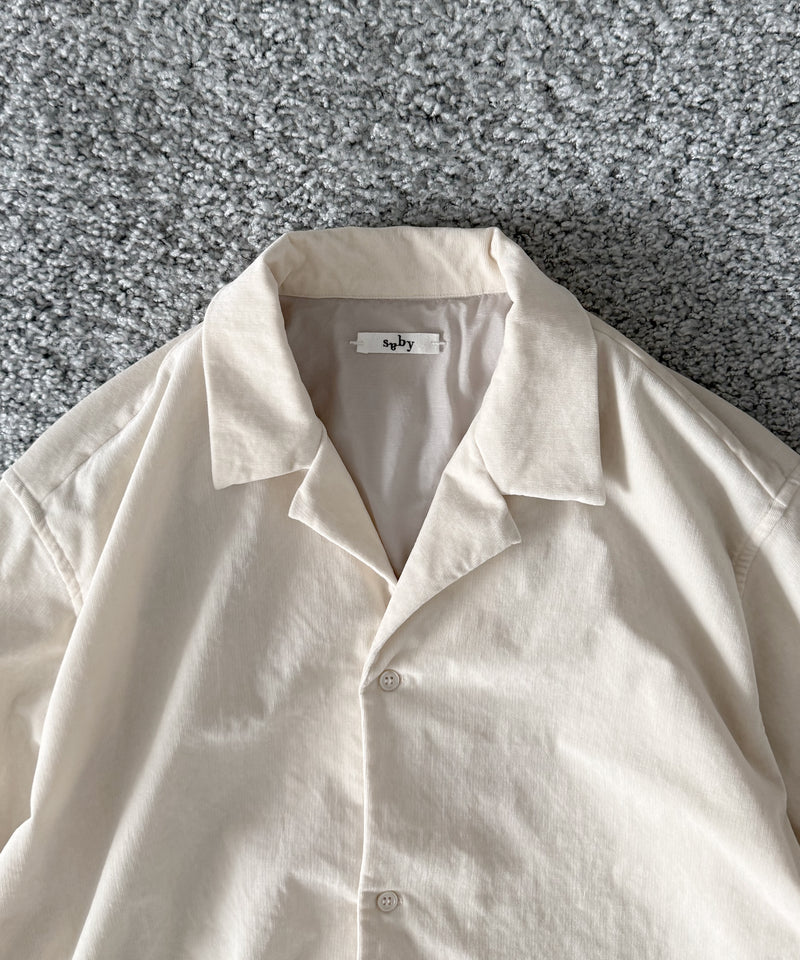 saby Lapel shirts- 21w corduroy sun fade processing - "OFF WHITE”