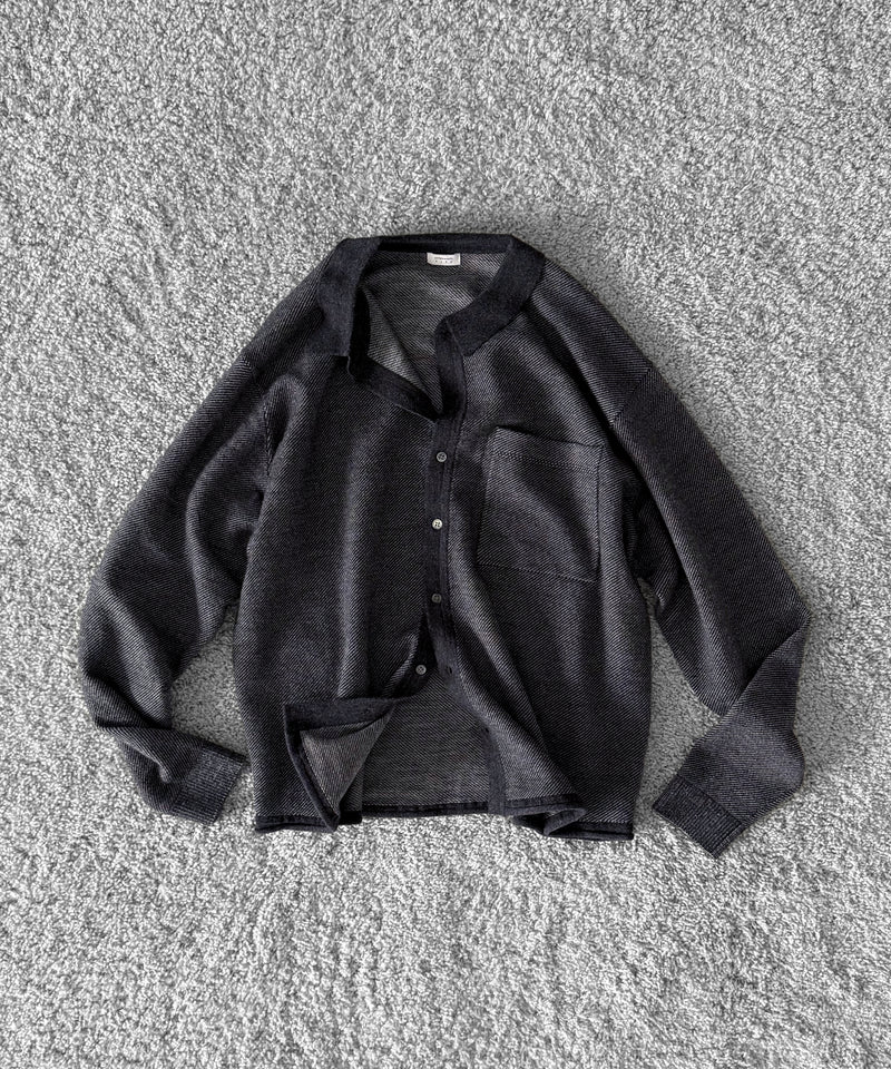 crepuscule Jq knit shirt "BLACK"