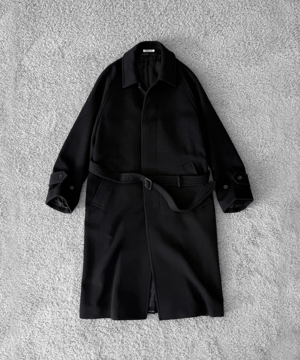 AURALEE Super fine wool mosser soutien collar coat “BLACK”