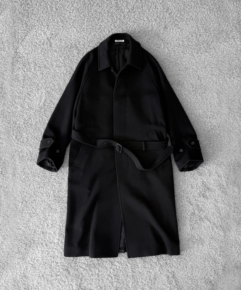 AURALEE Super fine wool mosser soutien collar coat “BLACK”