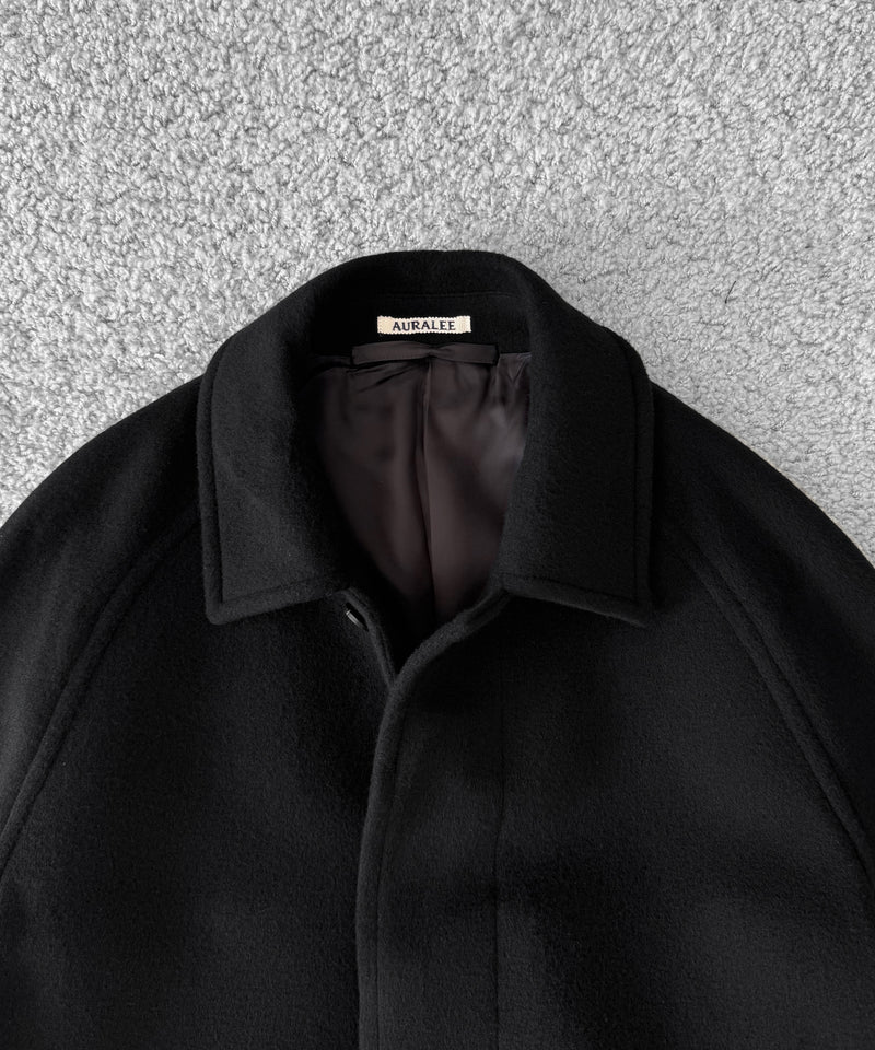 AURALEE Super fine wool mosser soutien collar coat “BLACK”