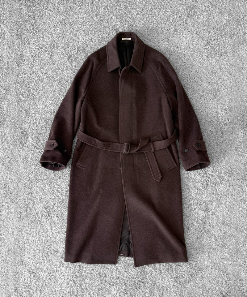AURALEE Super fine wool mosser soutien collar coat “TOP BROWN”