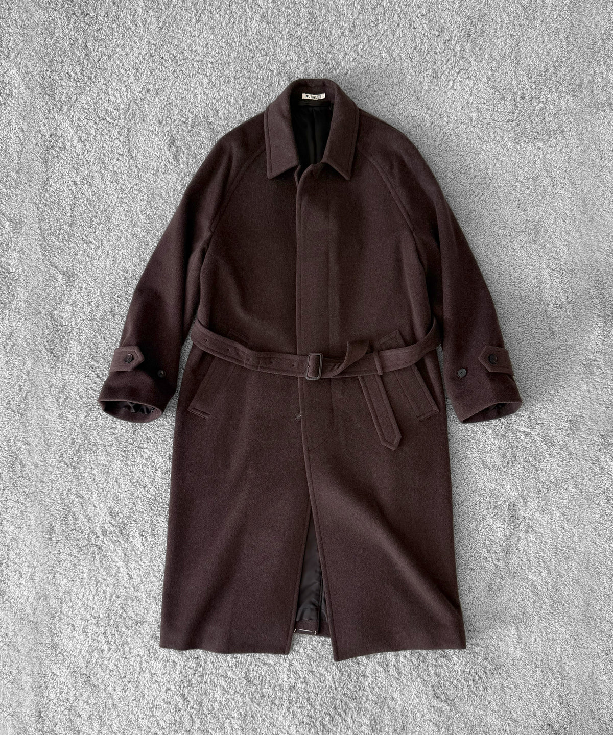 AURALEE Super fine wool mosser soutien collar coat “BLACK”