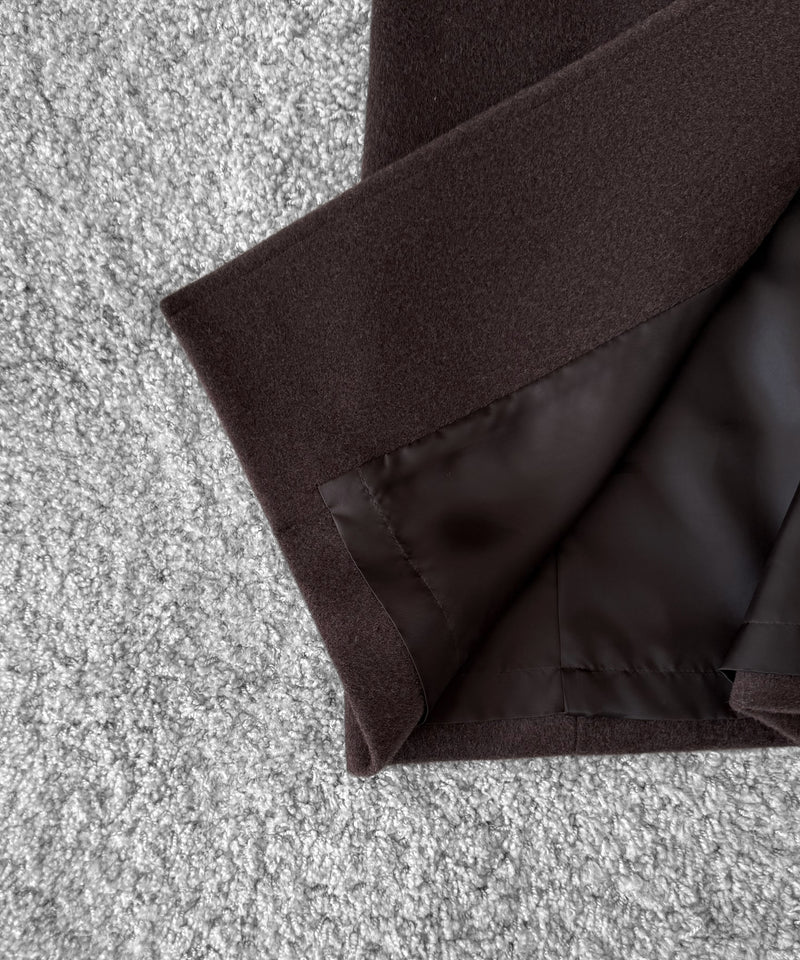 AURALEE Super fine wool mosser soutien collar coat “TOP BROWN”